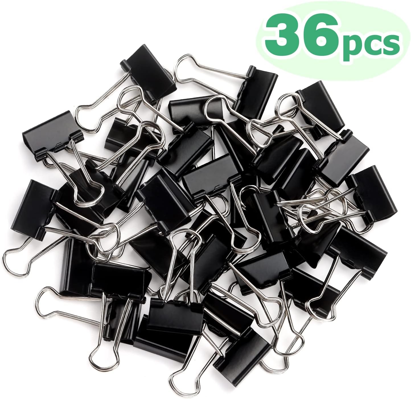 ZZTX Black Binder Clips Paper Clamps Clips Small Size, 0.75 Inches, 36 Pack