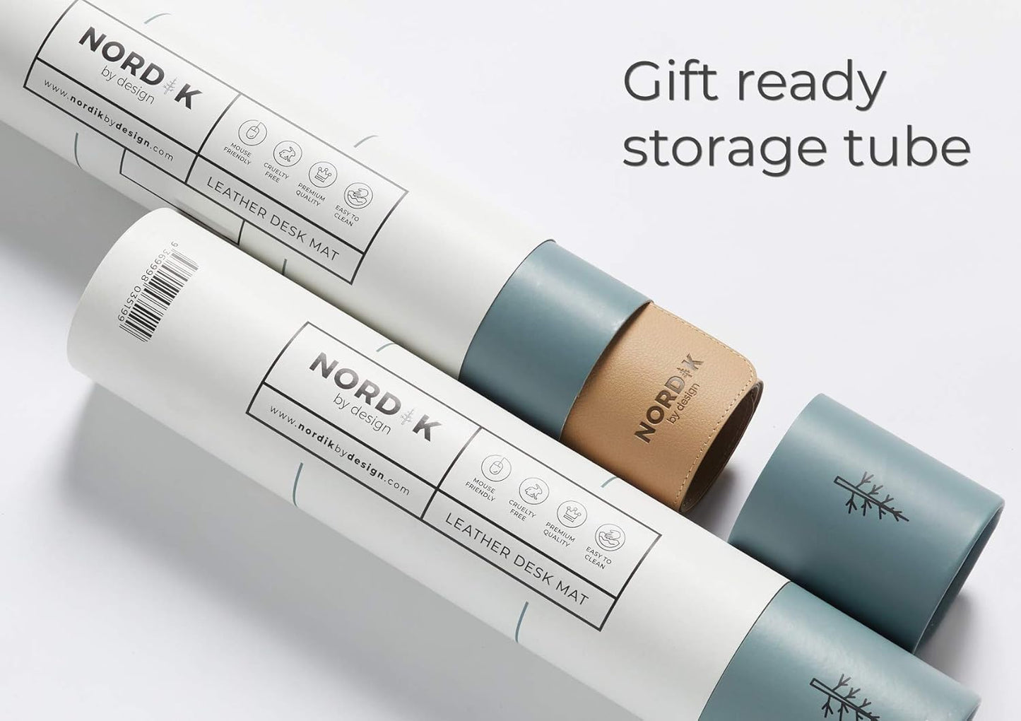 Nordik Leather Desk Mat Cable Organizer - Champagne Beige 35 X 17 inch - Premium Extended Mouse Mat for Home Office Accessories - Non-Slip Vegan Leather Desk Pad Protector & Desk Blotter Pad