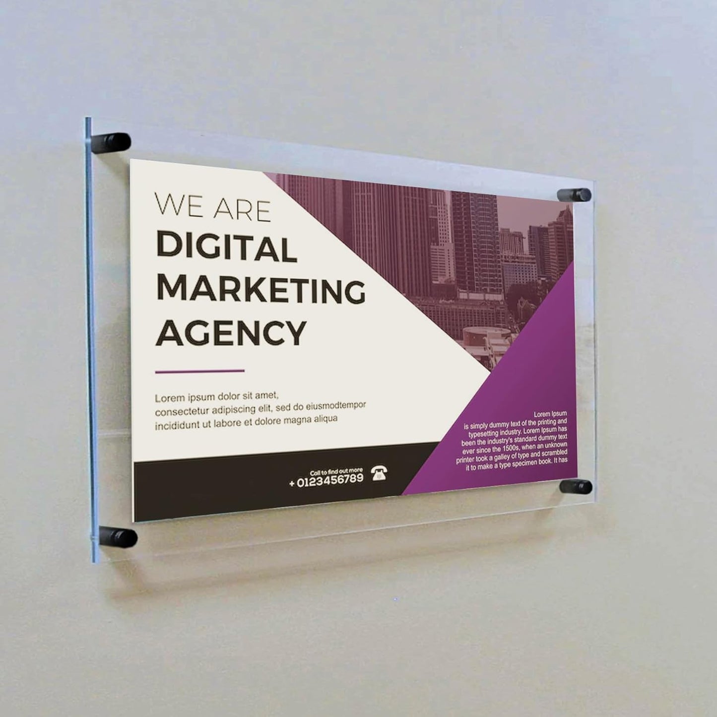 Azar Displays 105512-BLK Acrylic Floating Double Panel Wall Frame,9" x 12" Graphic Size, Overall Frame Size: 13" x 16", Black