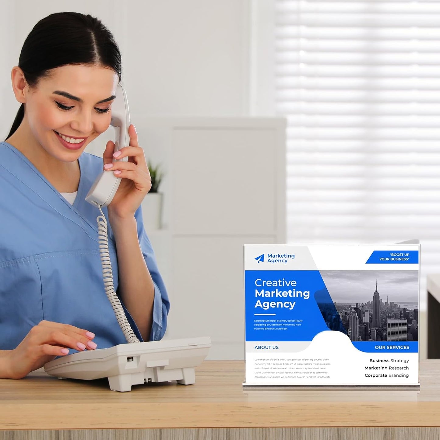 10 Pack Acrylic Sign Holder 11 x 8.5, Horizontal Clear Double Side T Shape Acrylic Table Sign Stands for Displaying, Flyer Holder Paper Card Holder for Office Business Store Mall Restaurants