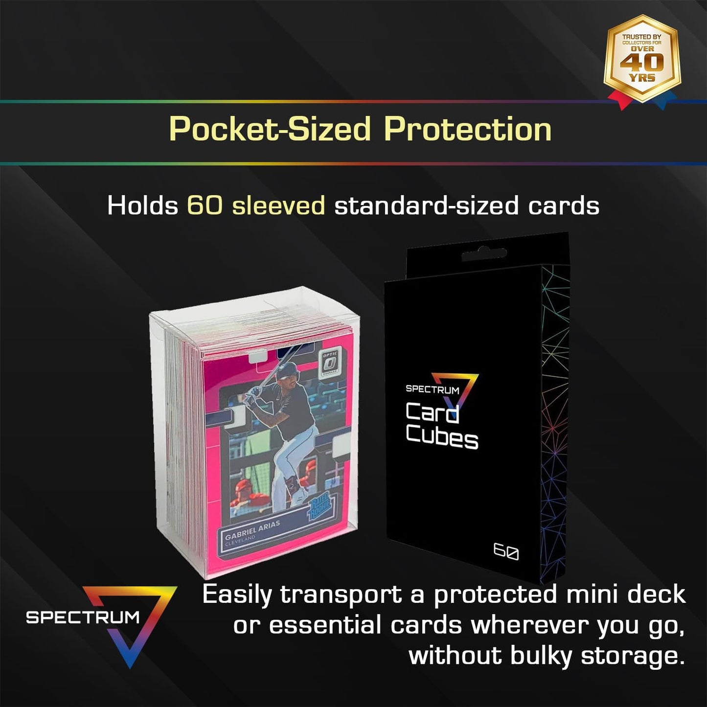 BCW Spectrum Card Cubes | Holds 60 Sleeved Cards | Crystal Clear Acrylic Storage