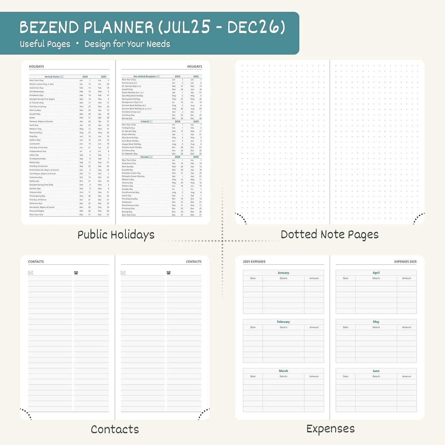 BEZEND Pocket Planner 2025-2026 Weekly and Monthly, 3.5" x 6" Academic Planner (Jul 25-Dec 26) 18-Month Mid-Year Calendar Book, Storage Pocket, Pen Holder, PU Leather Hardcover - Orange