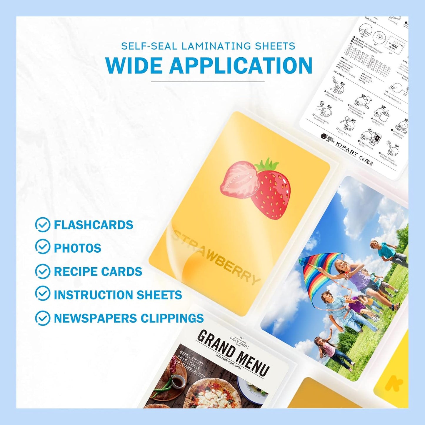 Uinkit 20 Pack 5x7 inches Self Sealing Laminating Pouches, Waterproof Lamination Pouches, Permanent Adhesive 10mil Thickness No Need Machine (5.2x7.2Inchesx20Pack)