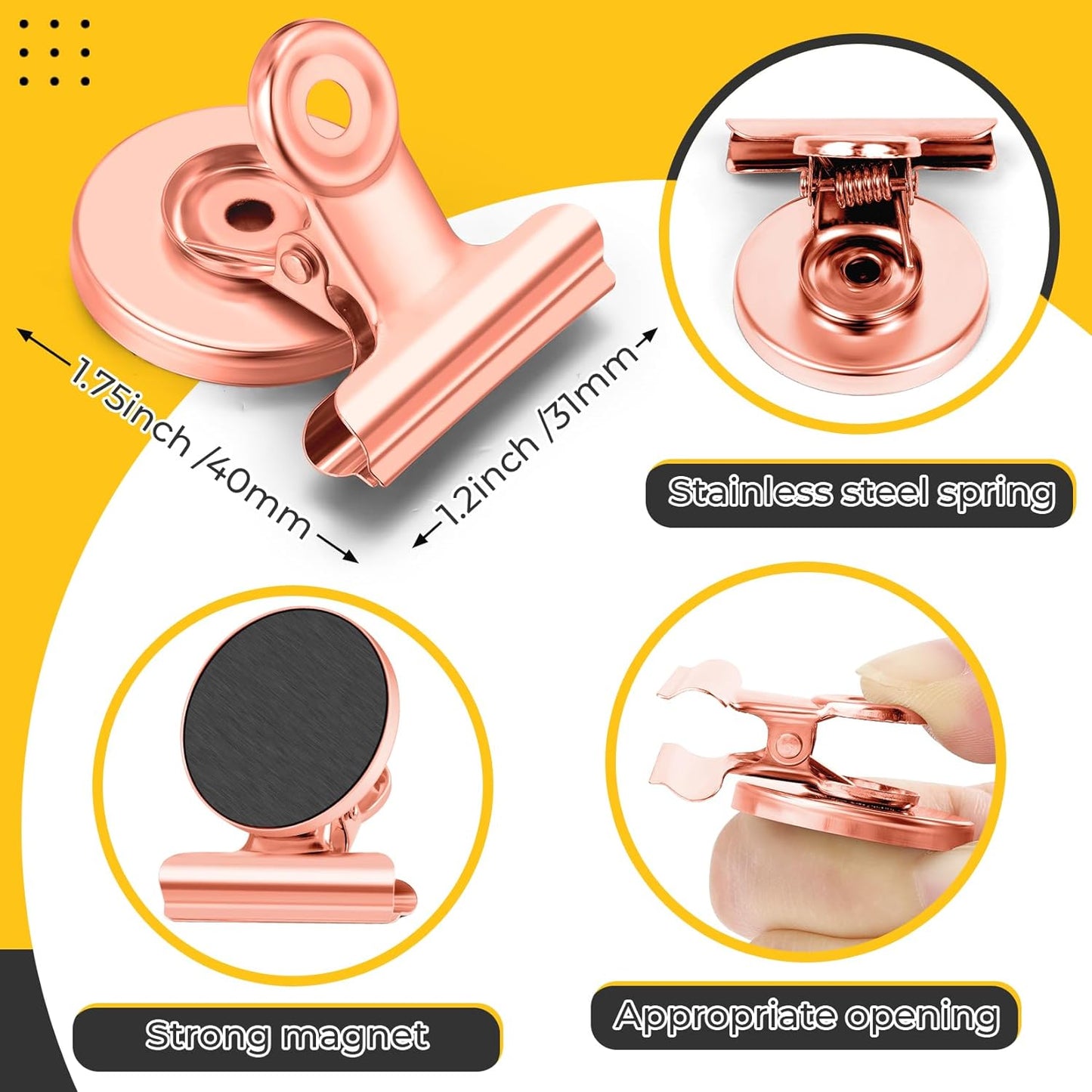 20 Pack Refrigerator Magnets Fridge Magnets, Rose Gold Magnetic Clips Whiteboard Magnets, Magnet Clips Heavy Duty for Photo Displays, Home, Office, Classroom