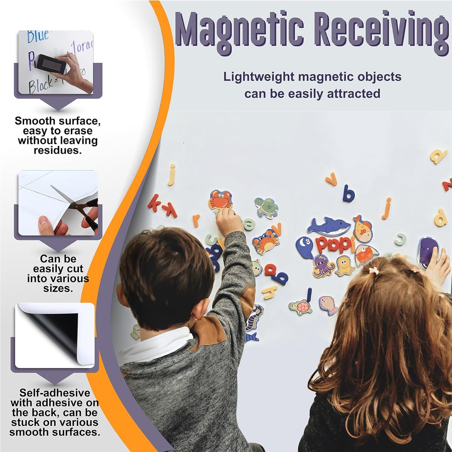 Large Magnetic Dry Erase Board Sheet 60" x 40" Adhesive Backing White Board Sticker for Wall Peel and Stick Whiteboard Contact Paper for Conference Room Office Home