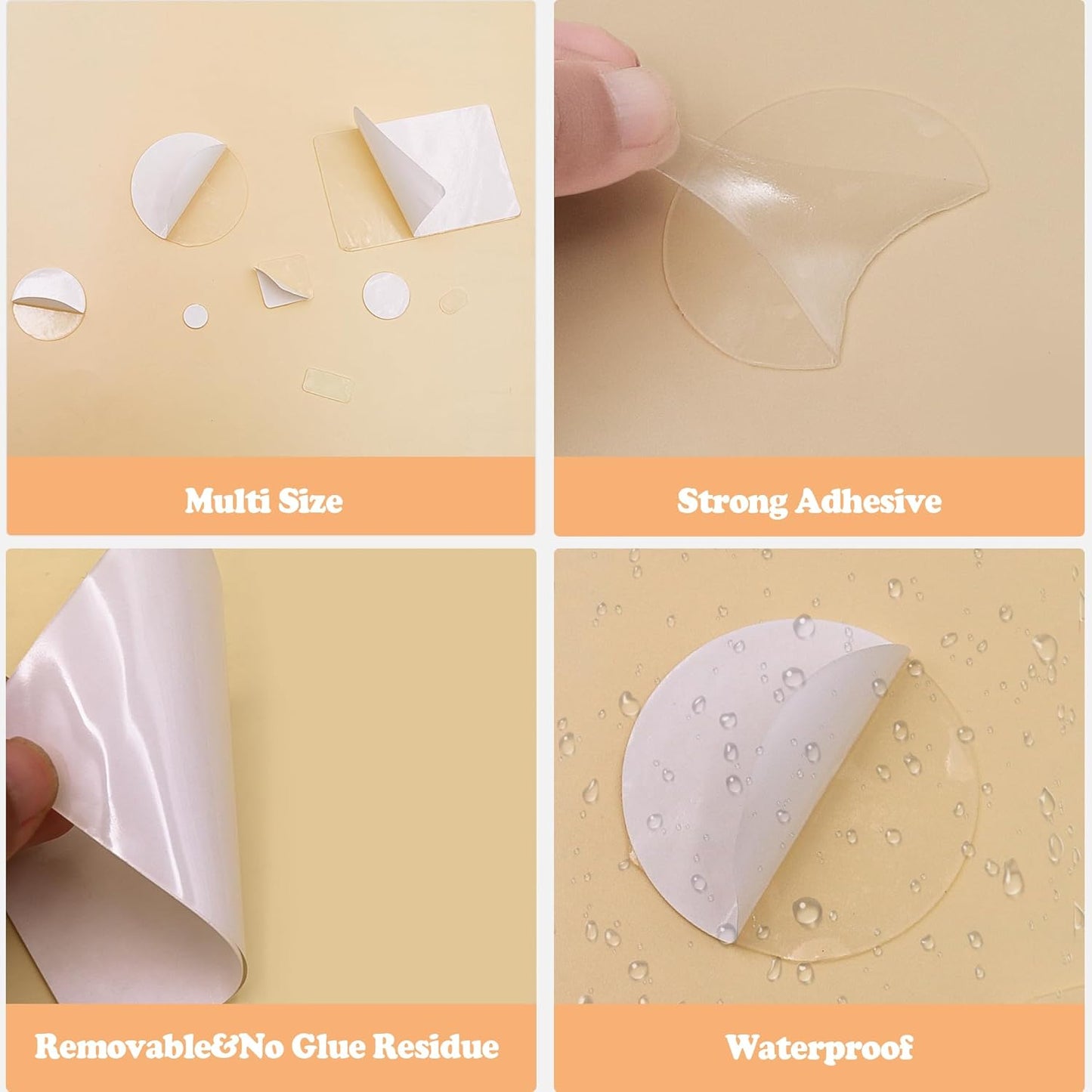 520PCS Double Sided Tape Removable Strong Adhesive Dots Heavy Duty Sticky Pads Putty No Traces Clear Sticky Tack for Picture, Poster, Art Craft, Decoration, Party Office Supplies