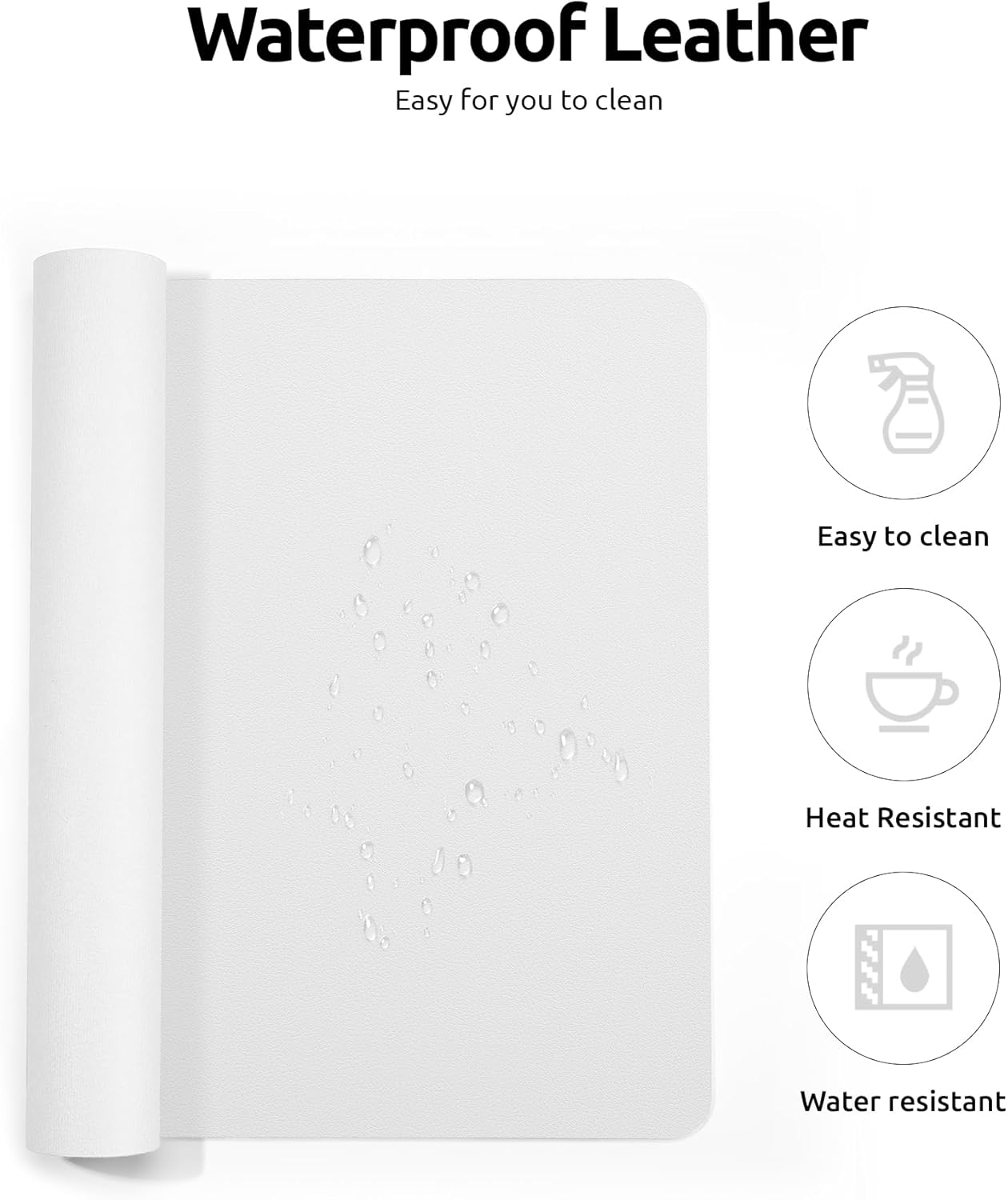 YSAGi Leather Desk Protector, Office Mat, Large Mouse Mat, Non-Slip PU Leather Blotter, Laptop Desk, Waterproof Writing Pad for Office and Home (White, 31.5" x 15.8")