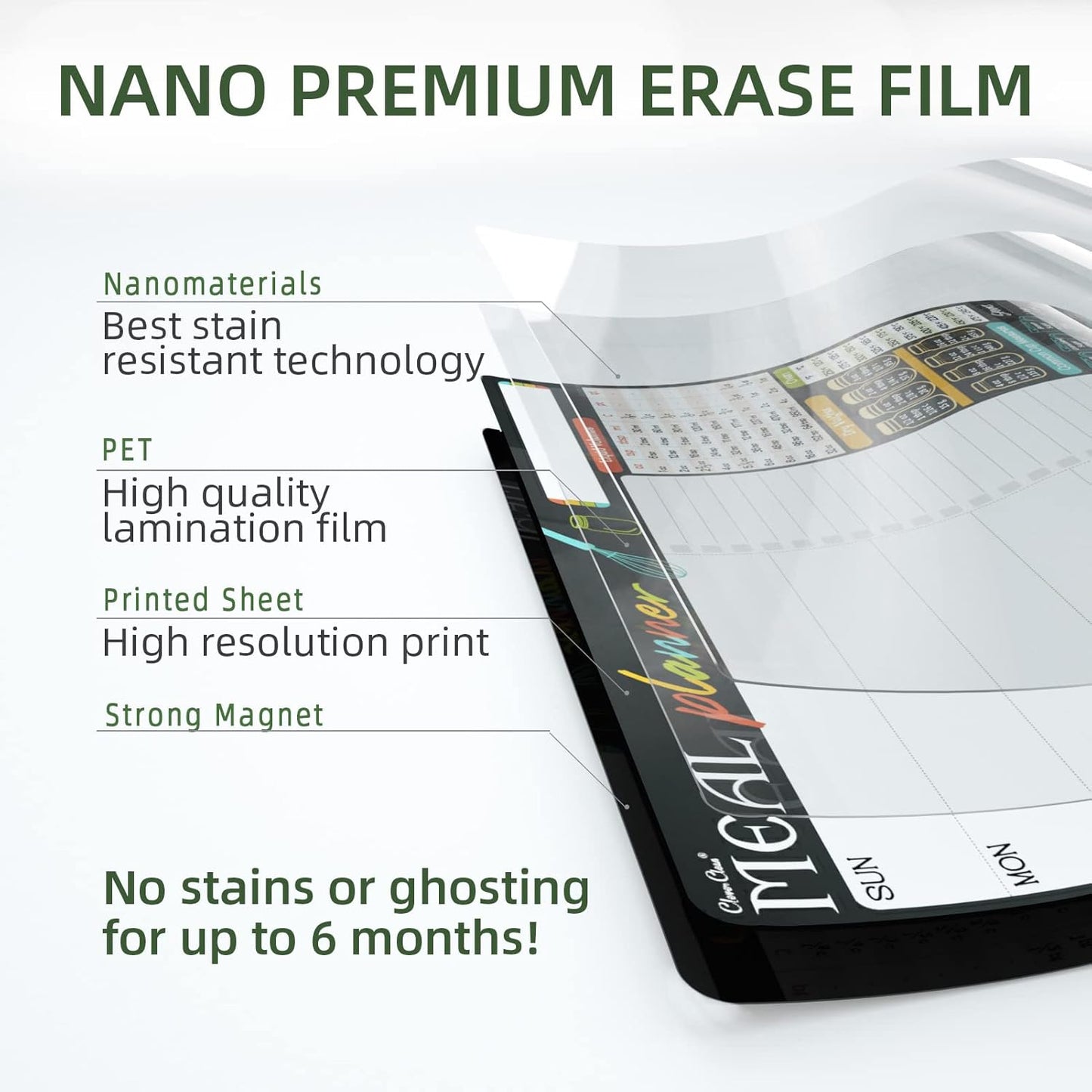 Magnetic Dry Erase Menu Board - 17"x12" Meal Planning Board for Fridge - 6 Extra Fine Point Markers Included - Shipped Flat