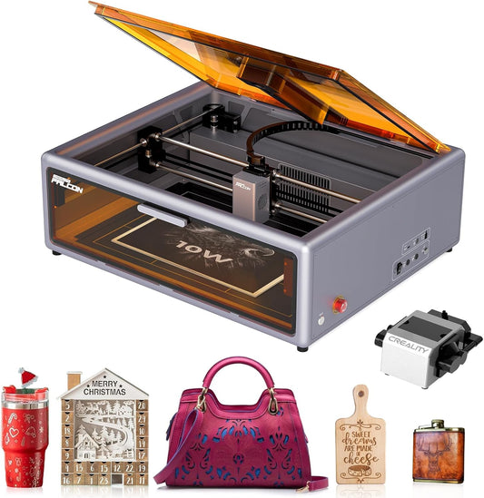Creality Falcon A1 10W Laser Engraver, Enclosed Laser Cutter with Air Assist, HD Camera Positioning, Beginner-Friendly, Class 1 Safety Laser Engraving Machine for Wood and Metal, Acrylic