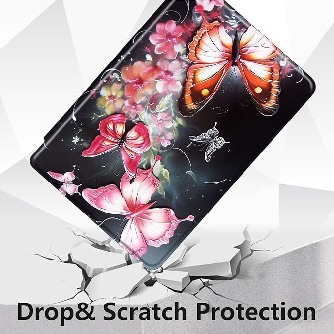 for All-New Amazon Kindle Fire HD 10 Tablet Case (13th Generation, 2023 Release) 10.1", 360 Degree Rotating Stand Cover with Auto Wake Sleep Case for Fire Tablet 10 2023,Butterfly Flower