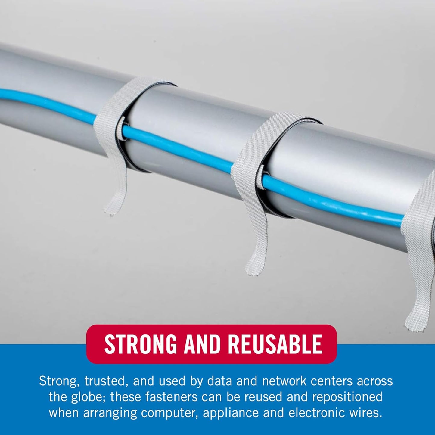 VELCRO Brand ONE-WRAP Cable Ties, 100Pk, 8 x 1/2" Black Cord Organization Straps, Thin Pre-Cut Design, Wire Management for Organizing Home, Office and Data Centers