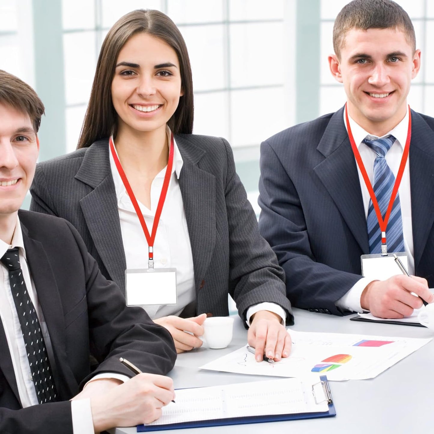 Lanyards for Id Badges,100 Packs Lanyard Bulk with Flat Badge for Name Tag Lanyard ID Holder