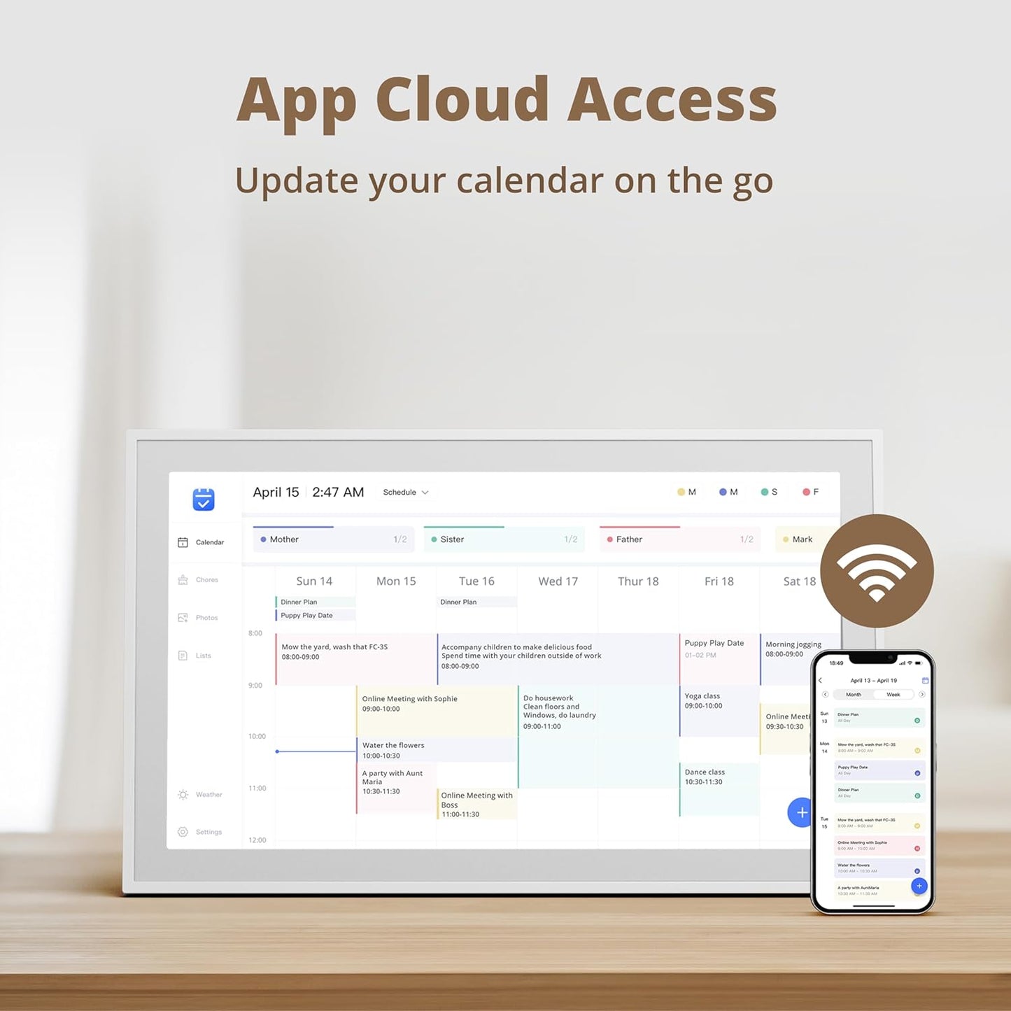 Dragon Touch 15.6" Digital Calendar Chore Chart – 1080P Full HD Interactive Touchscreen, Smart Family Planner, Hearth Display Digital Calendar Wall & Desk Mountable for Seamless Scheduling
