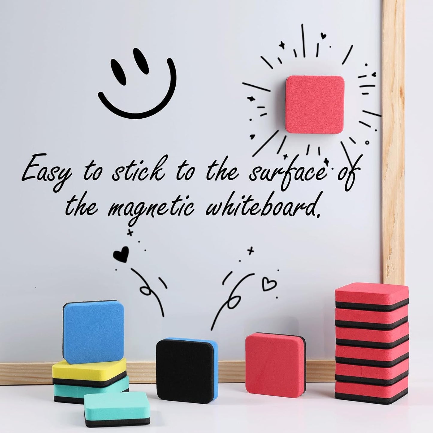 XKDOUS 72 Pack Mini Dry Erase Eraser, Small Magnetic Whiteboard Eraser for Kids (4 Color, 2 x 2 Inch)