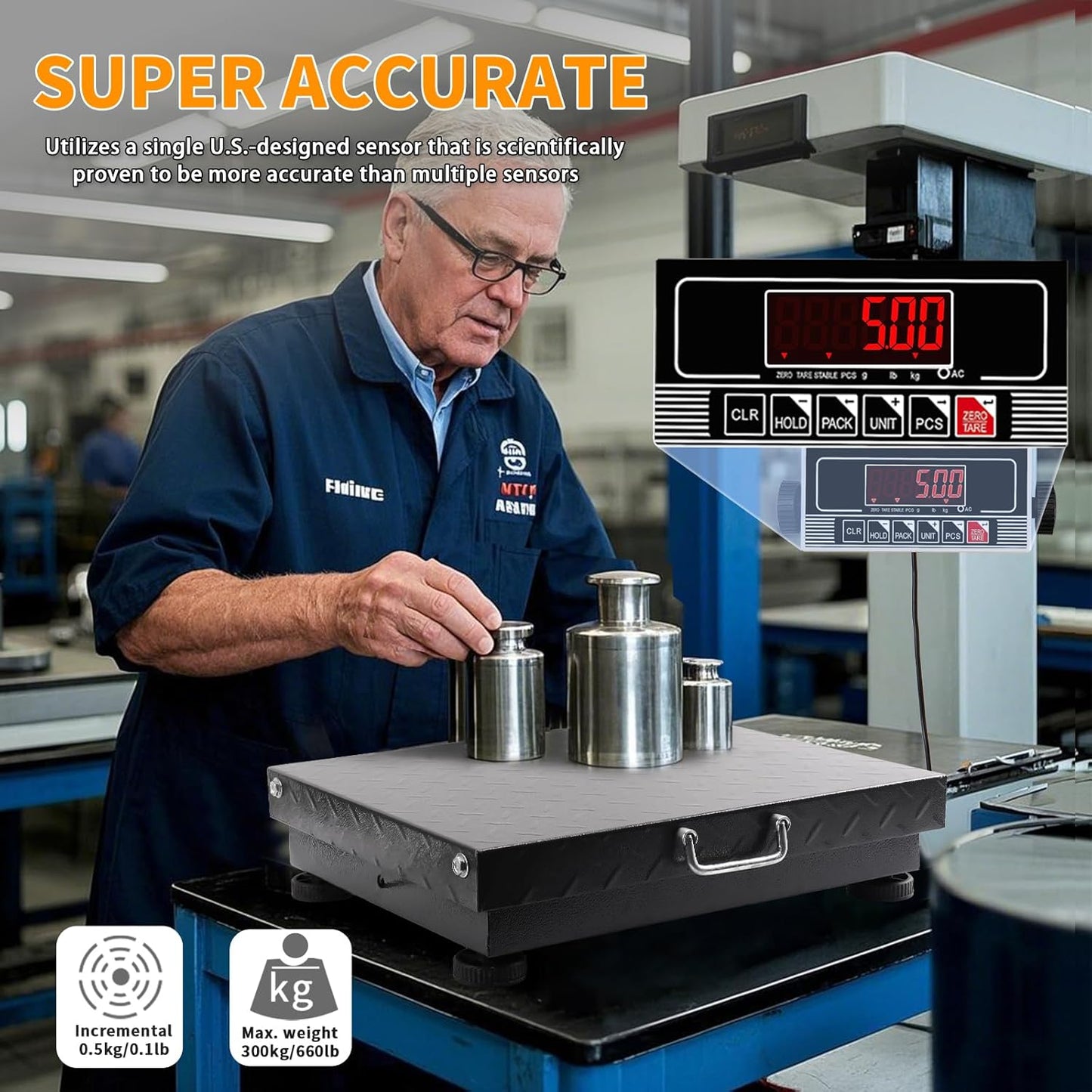 660lbs Heavy Duty Postal Scale with Steel, Ultra Durable Large Verstile Digital Shipping Scale, Scale for Packages/Pets/Luggage/Warehouse/Office/Orchard/Body Weight/Home/Commerce/Industry