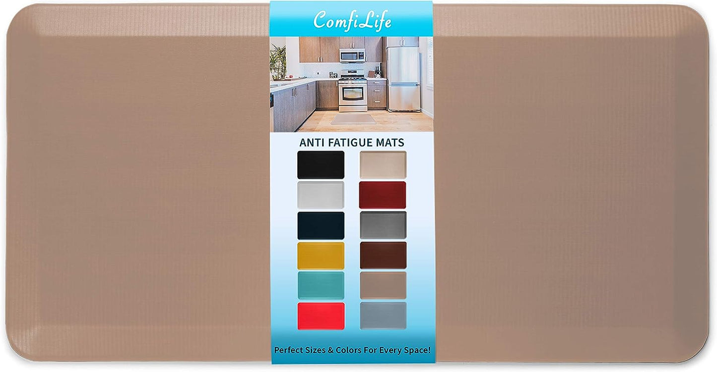 ComfiLife Anti Fatigue Floor Mat – 3/4 Inch Thick Kitchen Mats for Floor, Standing Desk Mat, Kitchen Rug – Comfort at Home, Office – Durable – Stain Resistant – Non-Slip Bottom (20" x 39", Beige)