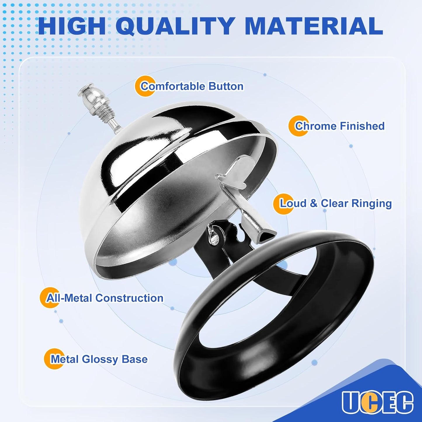 UCEC Desk Bell for Service, Ring Bell Sign, Dinner Bell for Inside, Call Bell & Double-Side Please Ring Bell, No Receptionist Sign, Reception Bell for Hotels Schools Restaurants Reception Areas
