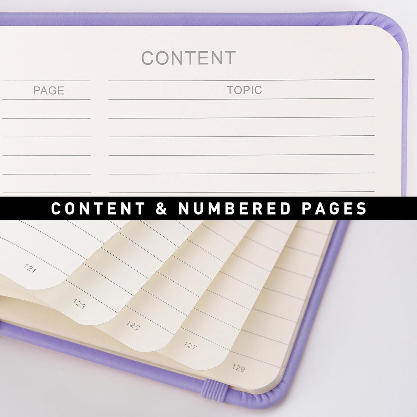 RETTACY Lined Journal Notebook, 192 Numbered Pages, A5 Medium Size (5.7'' x 8.3''), for Men & Women, Journaling, Writing, Work & Office, Leather Hardcover, 100 GSM Thick Paper (Purple)