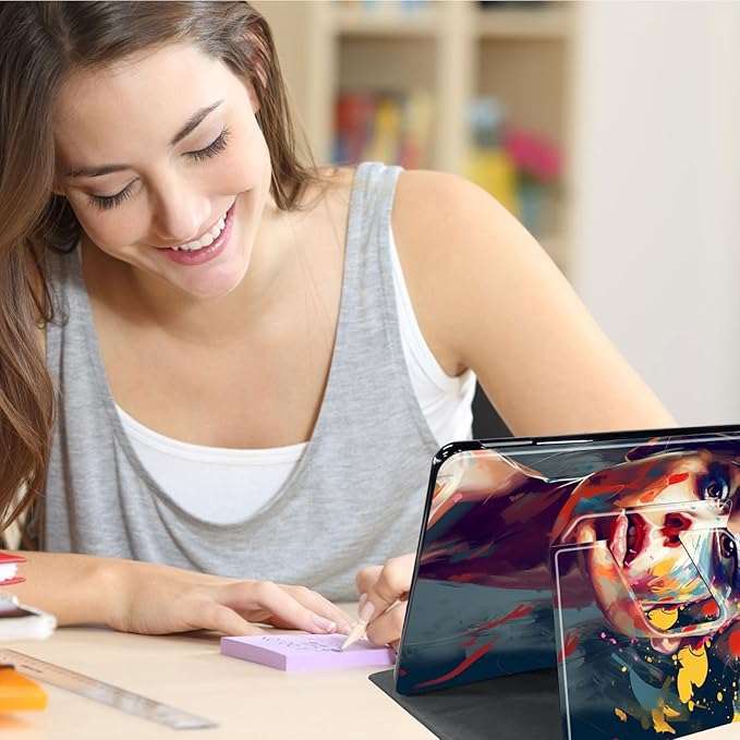 for Kindle Fire 7 case 2019 2017 Release 9th 7th Generation,360 Degree Rotating Stand Smart Protective Cover Case for Amazon fire 7 Tablet 9th/7th Generation,Art Colorful Paint