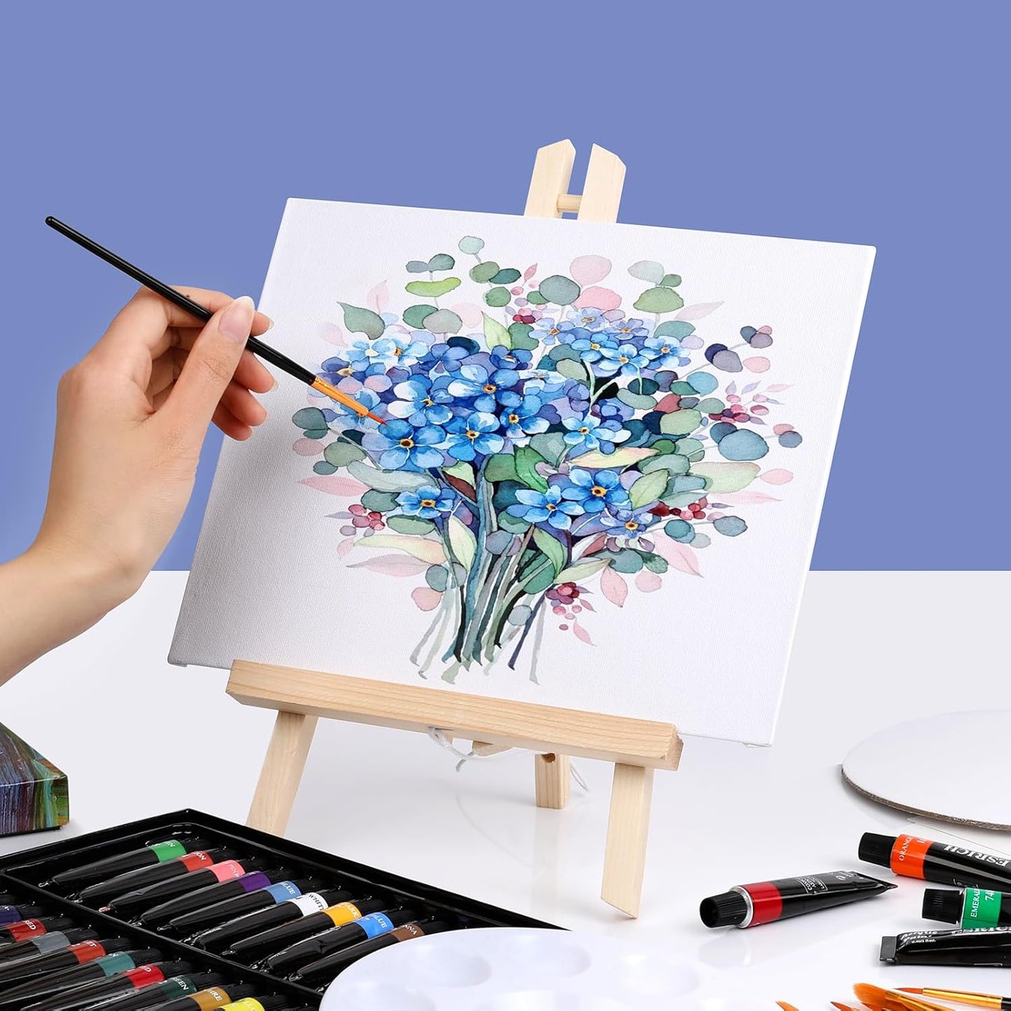 ESRICH 8 Pack 11.8" Wood Easels,Tabletop Easel for Painting,Painting Party, Displaying Canvases, Kids Student Table School Desktop, Portable Canvas Photo Picture Sign Holder