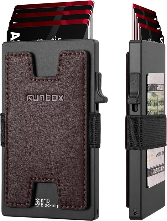 Slim Card Holder Wallet for Men, Minimalist RFID Blocking Wallet with Pop Up Function, Ultra-Thin Design, Metal Business Card Cases holds 12+ Cards, Gifts for Men, Men's Accessories