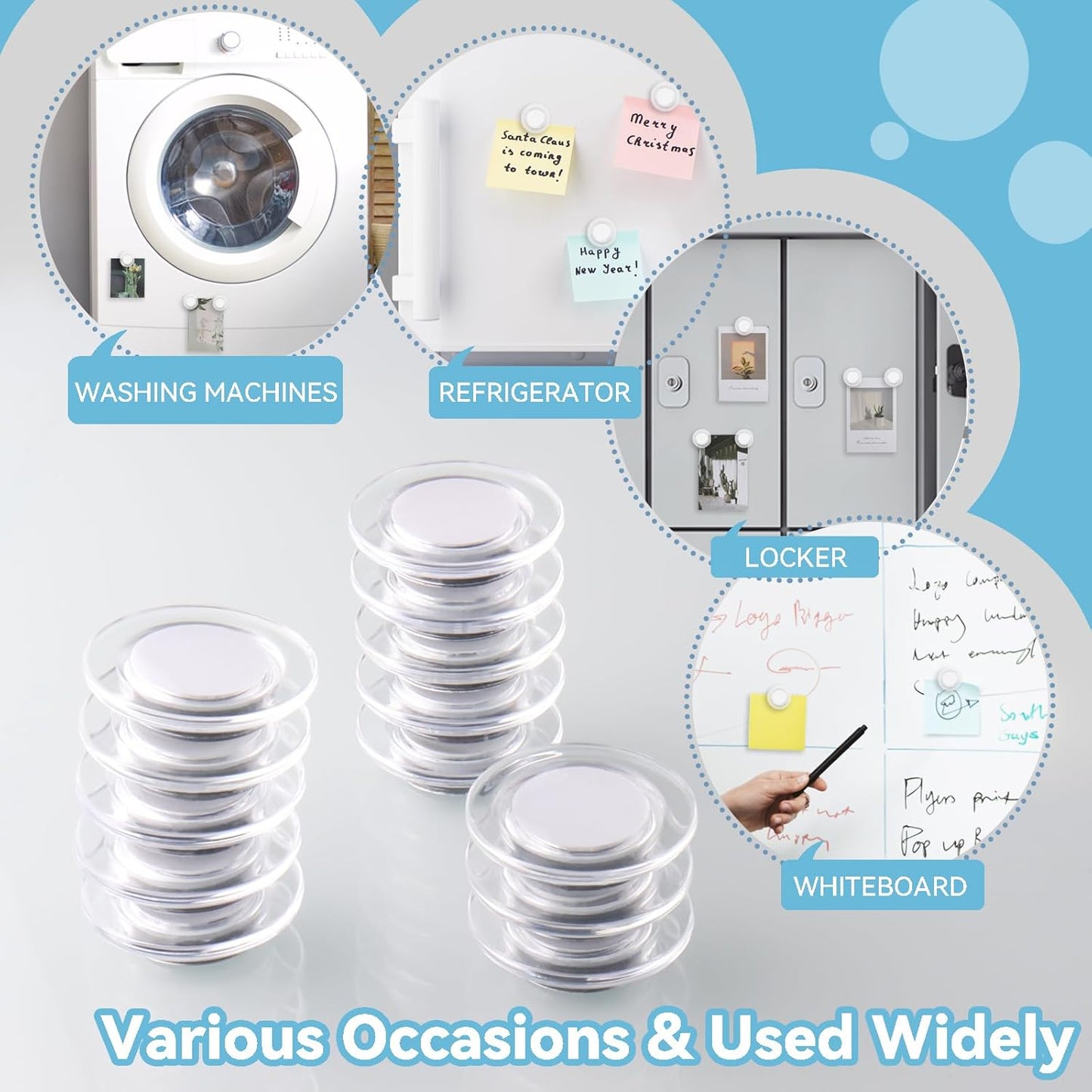 ZDZBLX Fridge Magnets, 14 Pack Magnet Strong Magnets Refrigerator Magnets Small Magnets for Whiteboard, Heavy Duty Magnets Mini Magnets Cute Round Magnets for Fridge, Locker, Classroom, Office (White)