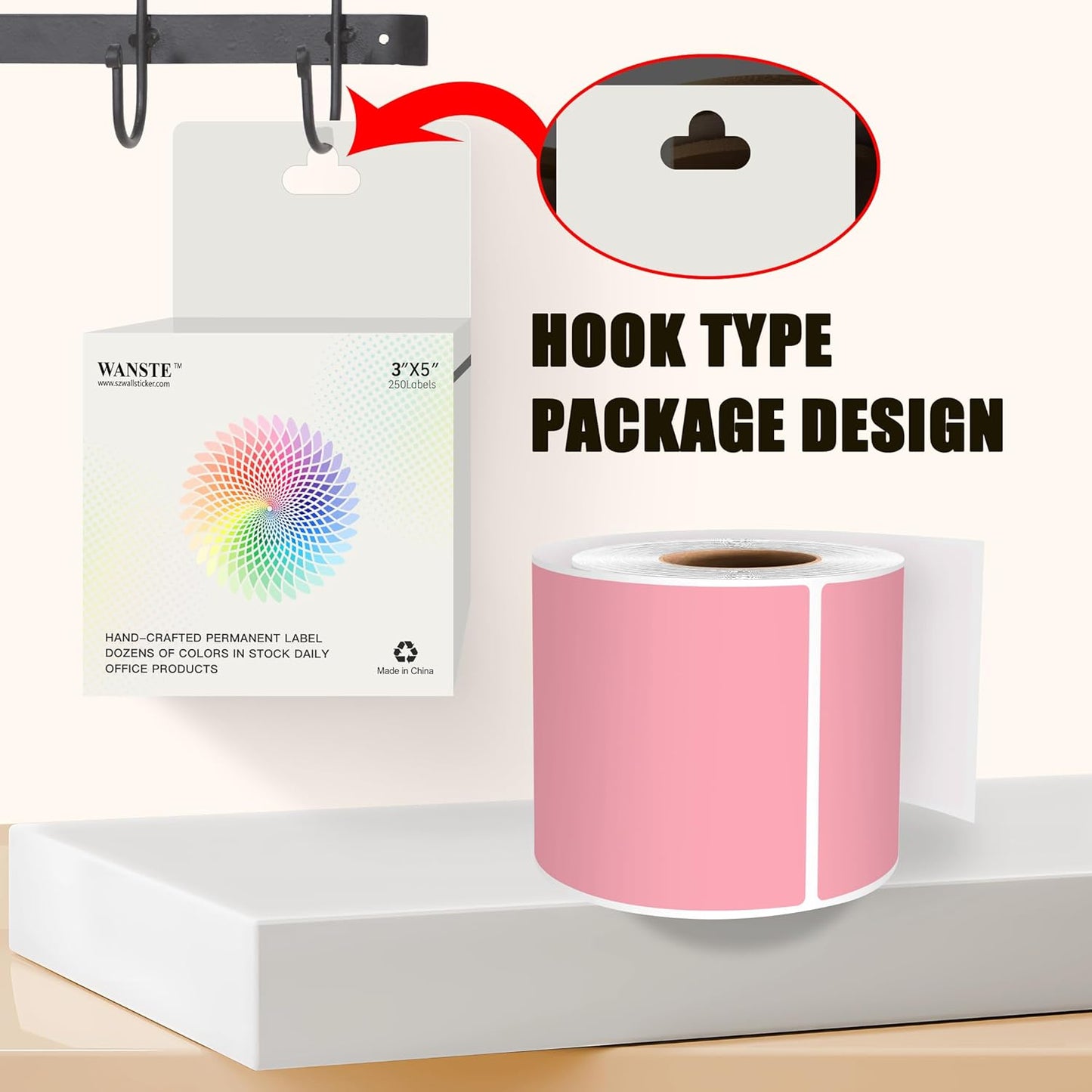 3 x 5 Inch 250Pcs Rectangle Color Coding Stickers,Strong Adhesion, Easy to Write Label for Organization,Inventory,Business Labeling,Pink