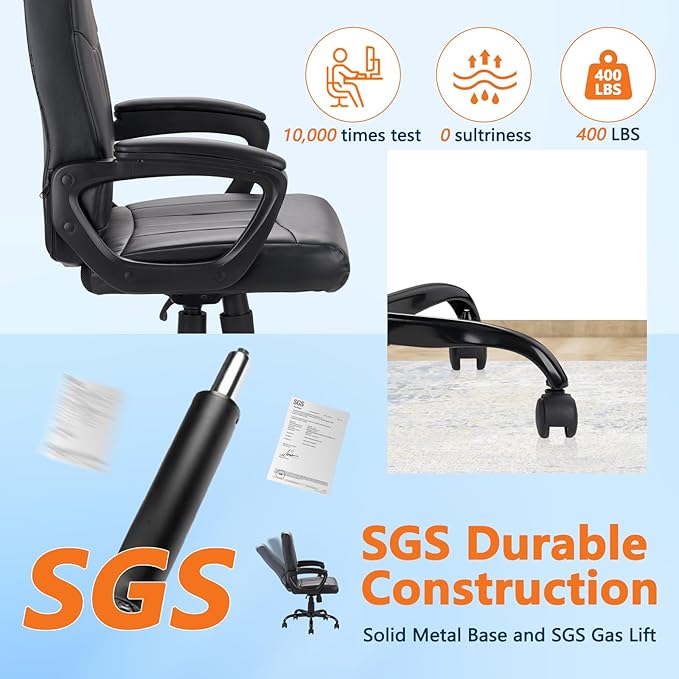 CLATINA Mid Back Leather Office Executive Chair with Lumbar Support and Padded Armrestes Swivel Adjustable Ergonomic Design for Home Computer Desk 4 Pack