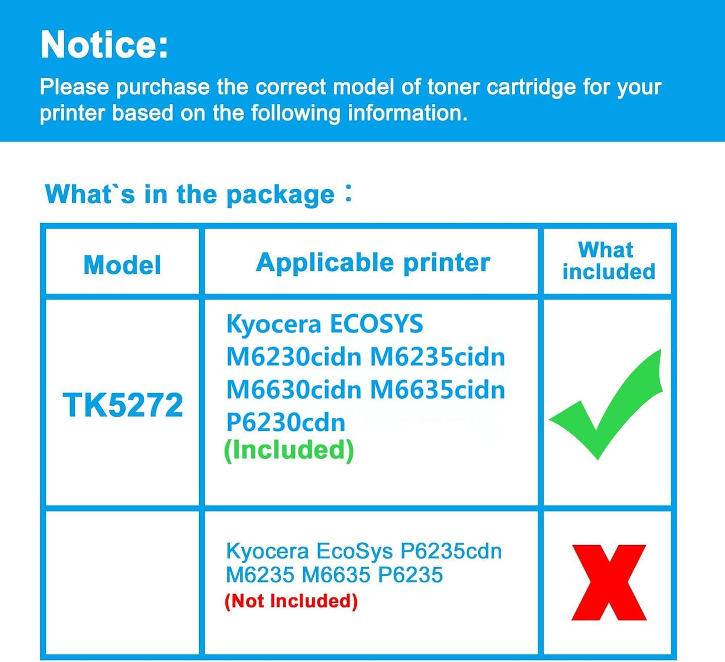 LCL TK5272 TK-5272 TK-5272K Toner Cartridge Replacement for Kyocera 1T02TV0US0 Toner for Kyocera ECOSYS M6230cidn M6235cidn M6630cidn M6635cidn P6230cdn Pinter (1-Pack Black)