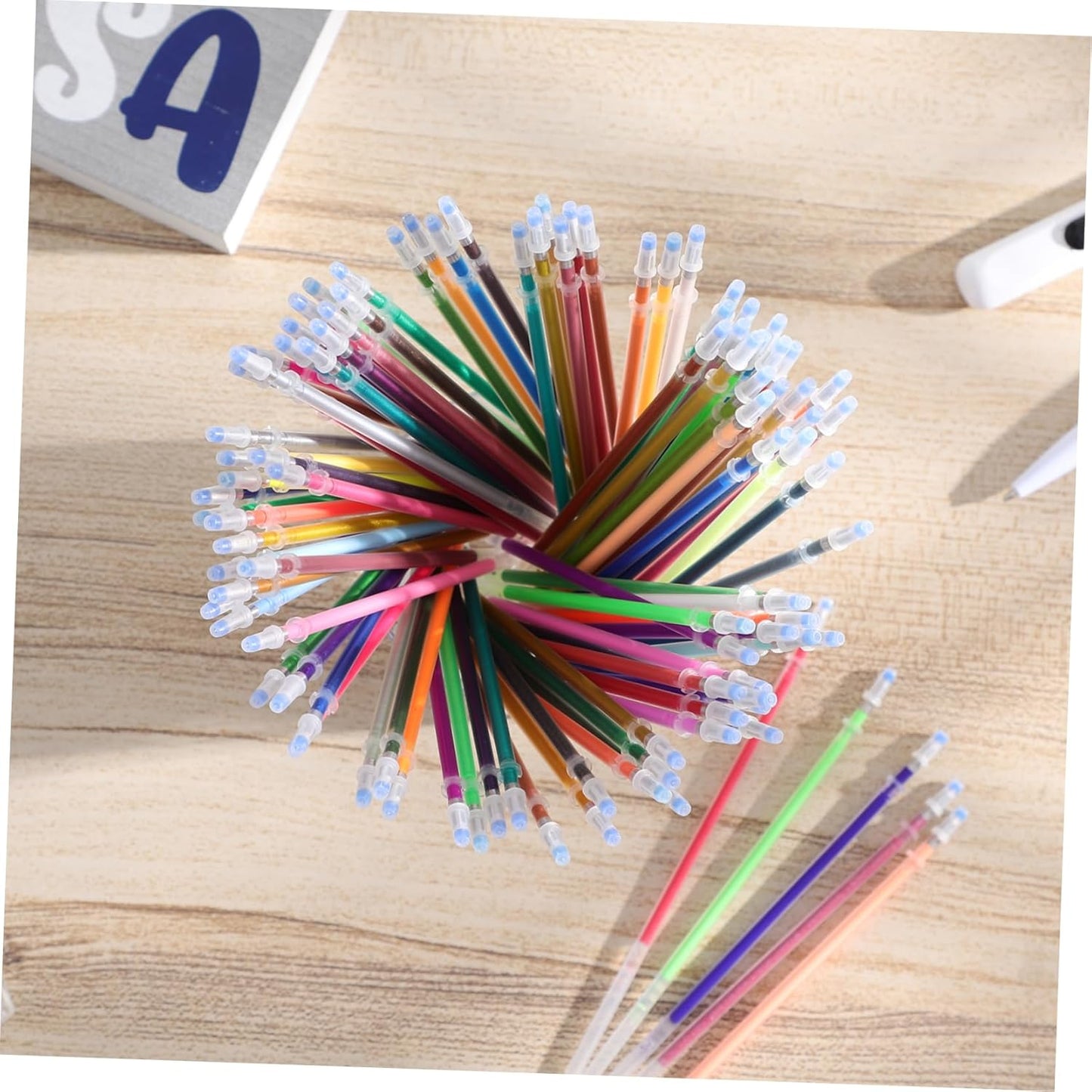 100pcs Premium Glitter Gel Pen Refills 0. 8mm Medium Point Glitter Markers Colorful Smooth Writing Neon Pen for Crafting, Doodling, Drawing, and Adult Coloring Book