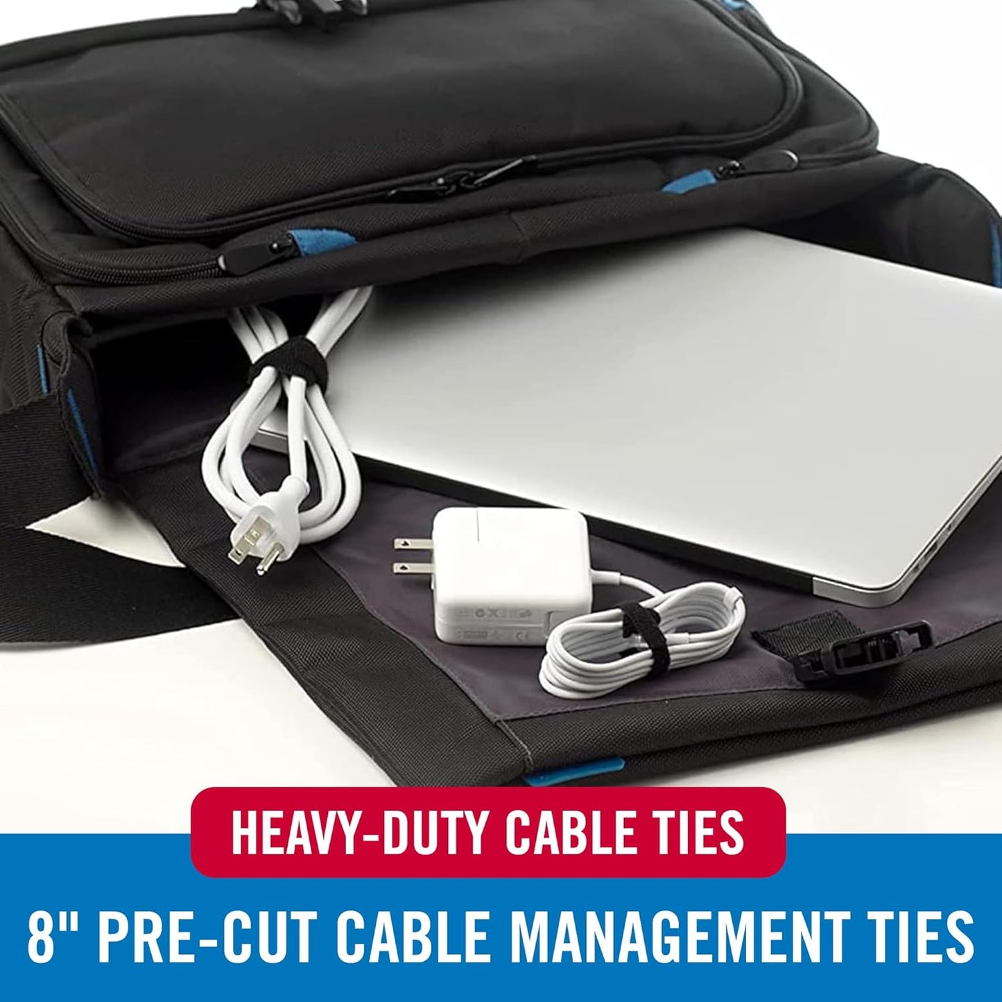 VELCRO Brand Heavy Duty Cable Ties Reusable | 60Pc Bulk Pack | 8 x 1/2" ONE-WRAP Straps, Black | Strong Wire Management | Cord Bundling for Home Office and Data Centers