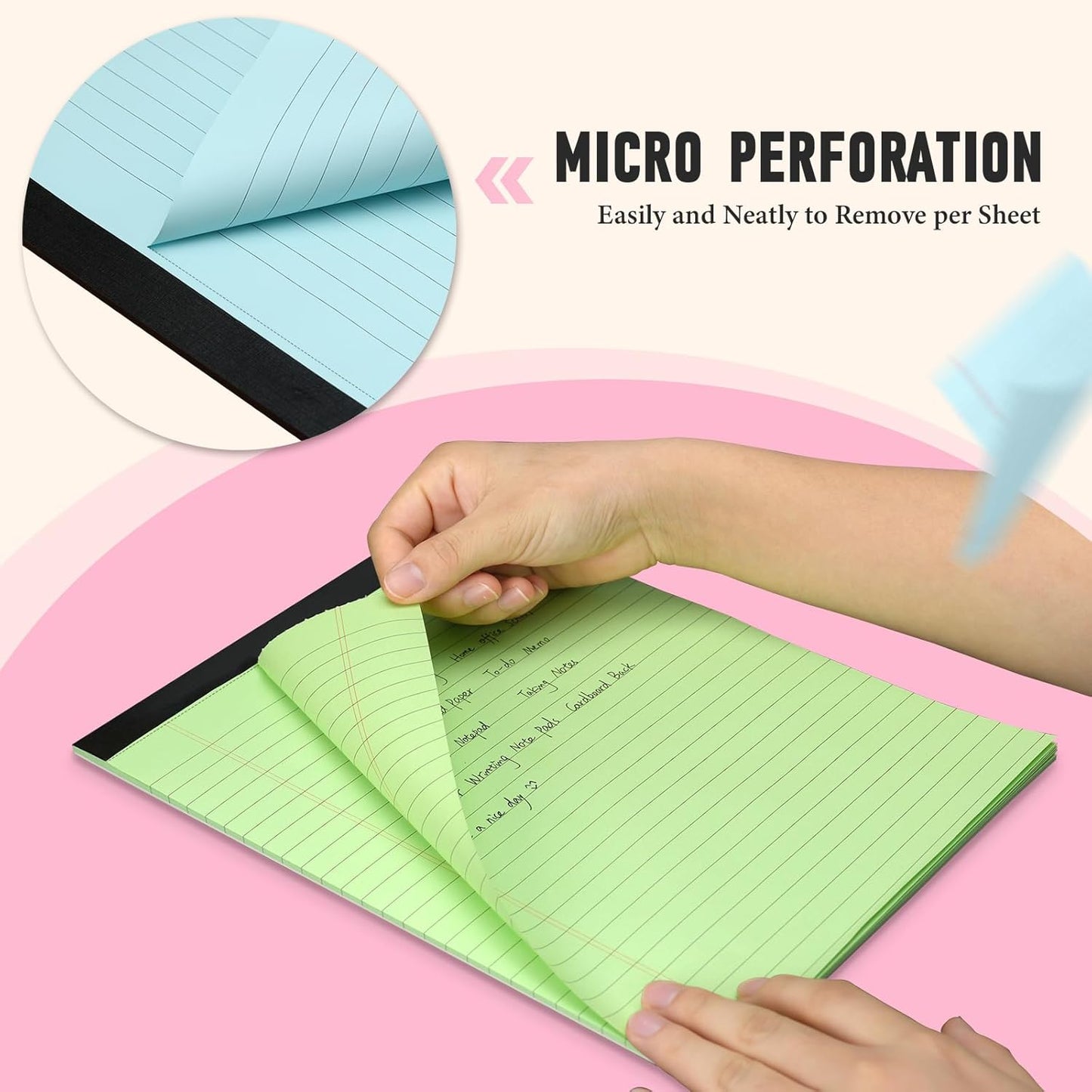 8.5 x 11 Legal Pads, Colored Legal Pads, Wide Ruled, 12 Pack Note Pads 8.5 x 11, Multicolor Perforated Note Pads with Sturdy White Back, Writing Pad,30 Sheets Per Notepad for School, Home, Office