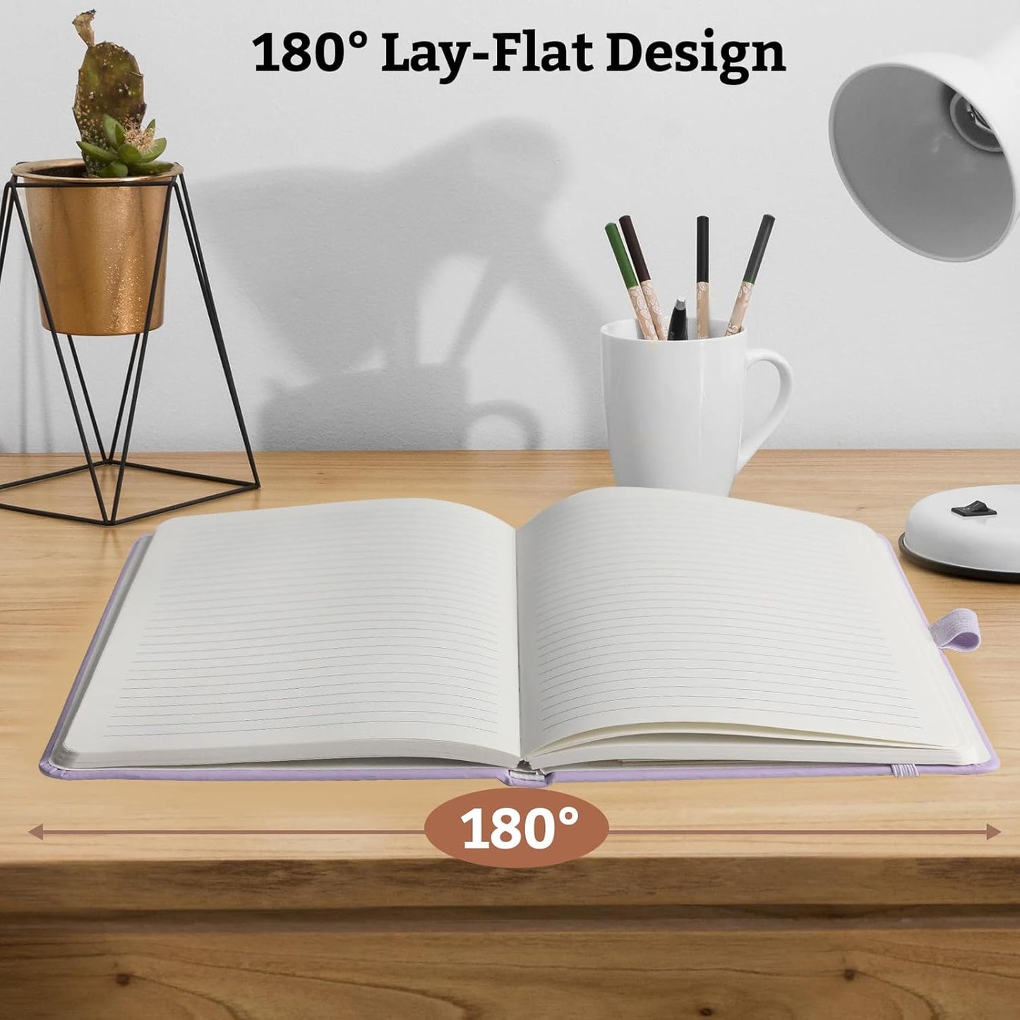 2Pack Lined Hardcover Journal Notebook, A5 192 Pages 100Gsm Thick Paper College Ruled for School,Note Taking,Work,Diary，5.7"*8.3",Lavender