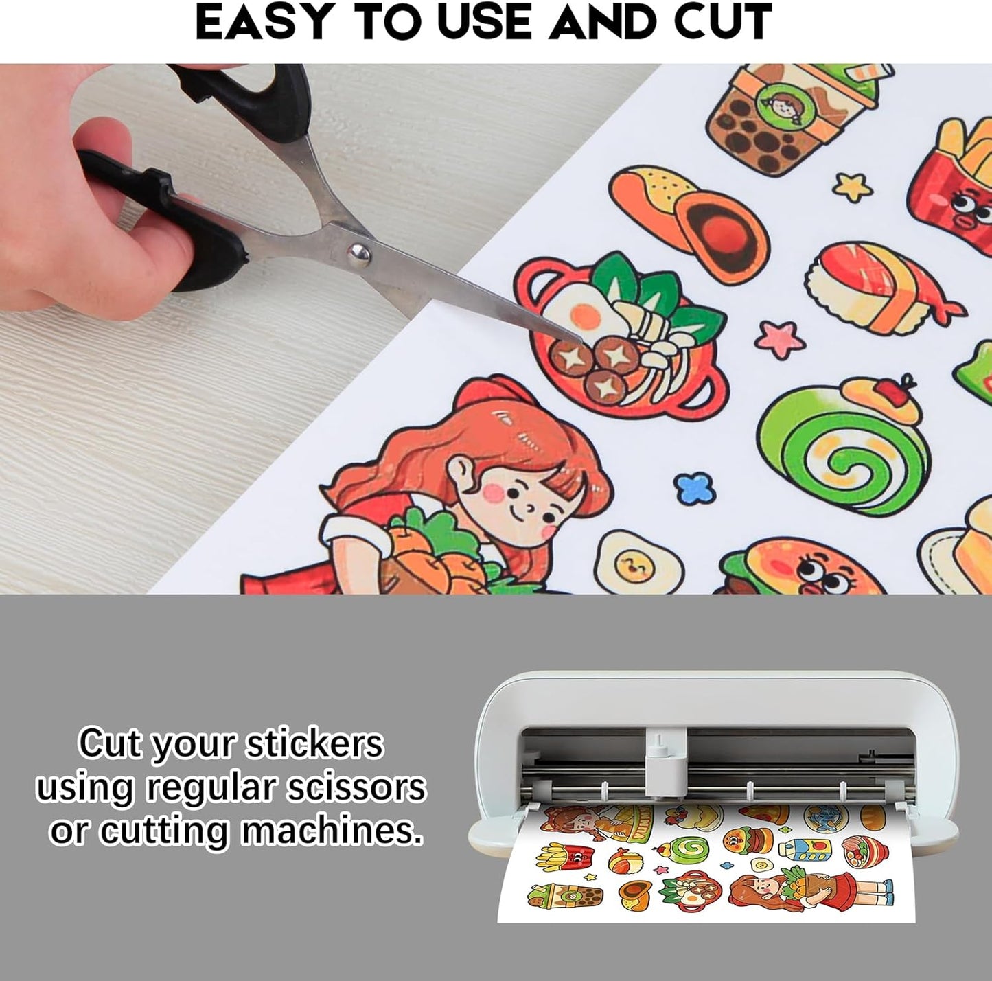 30 Sheets Printable Clear Sticker Paper for Inkjet Printer, Premium Vinyl Transparent Sticker Paper Waterproof, Dries Quickly, Vivid Colors, Tear Resistant, 8.5x11" Labels Great for Cutting Machines