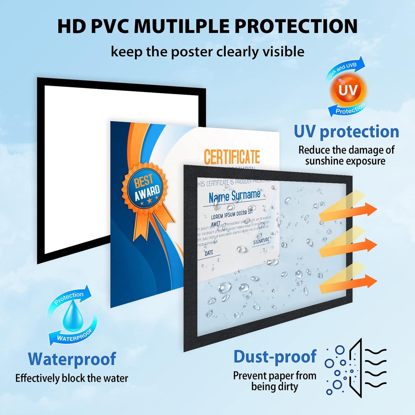 11"x 17" Self Adhesive Sign Holder, Double Sided Window Display Frame with Clear PVC and Strong Magnetic for Office/Home/Store/Door/Glass/Wall (Black, 20Pack)