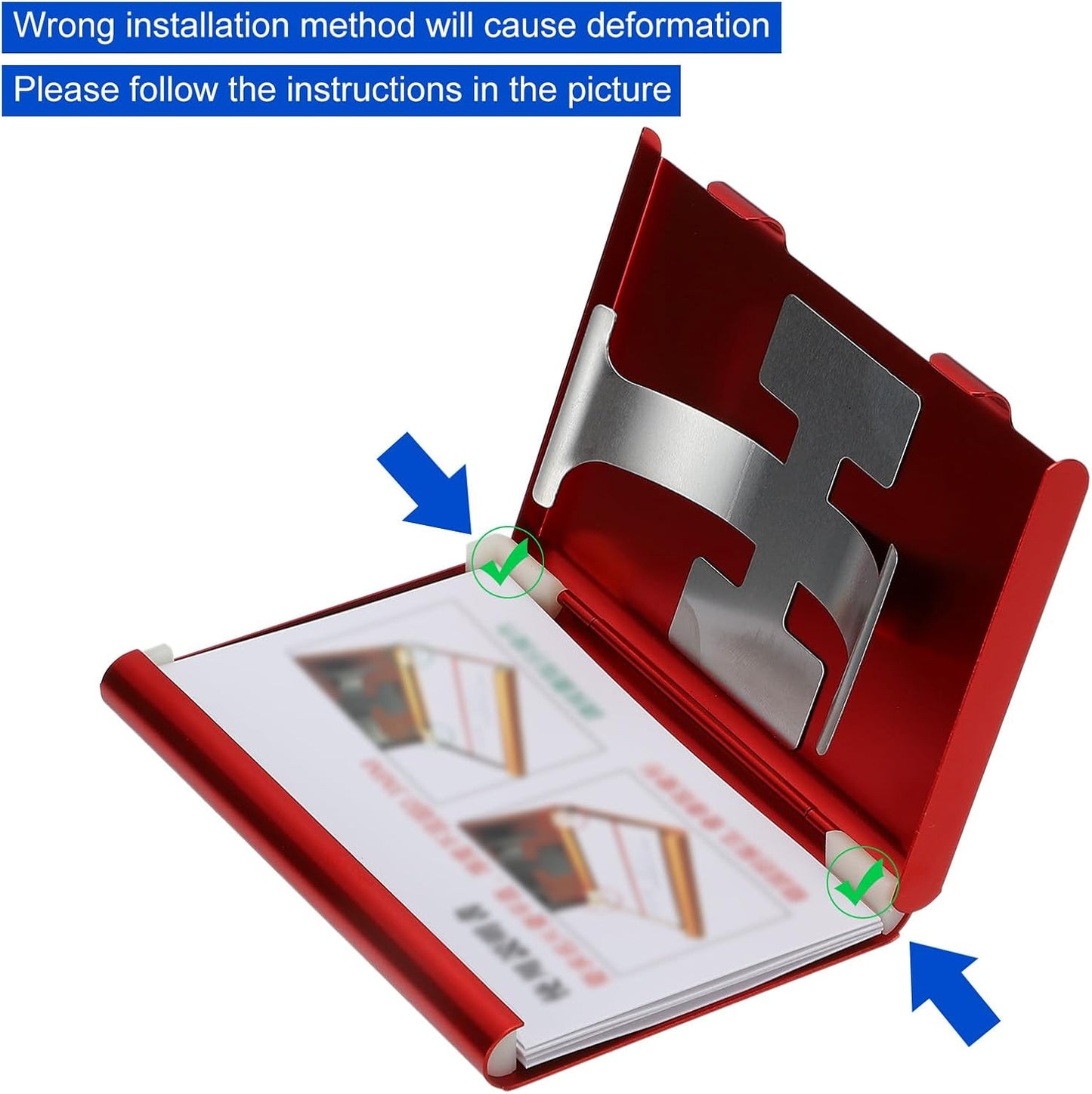 PATIKIL 2 Pcs Business Card Holder, Thumb Drive Business Card Holder Portable Business Card Holders Alloy Slide Out Card Case for Business Meeting, Red