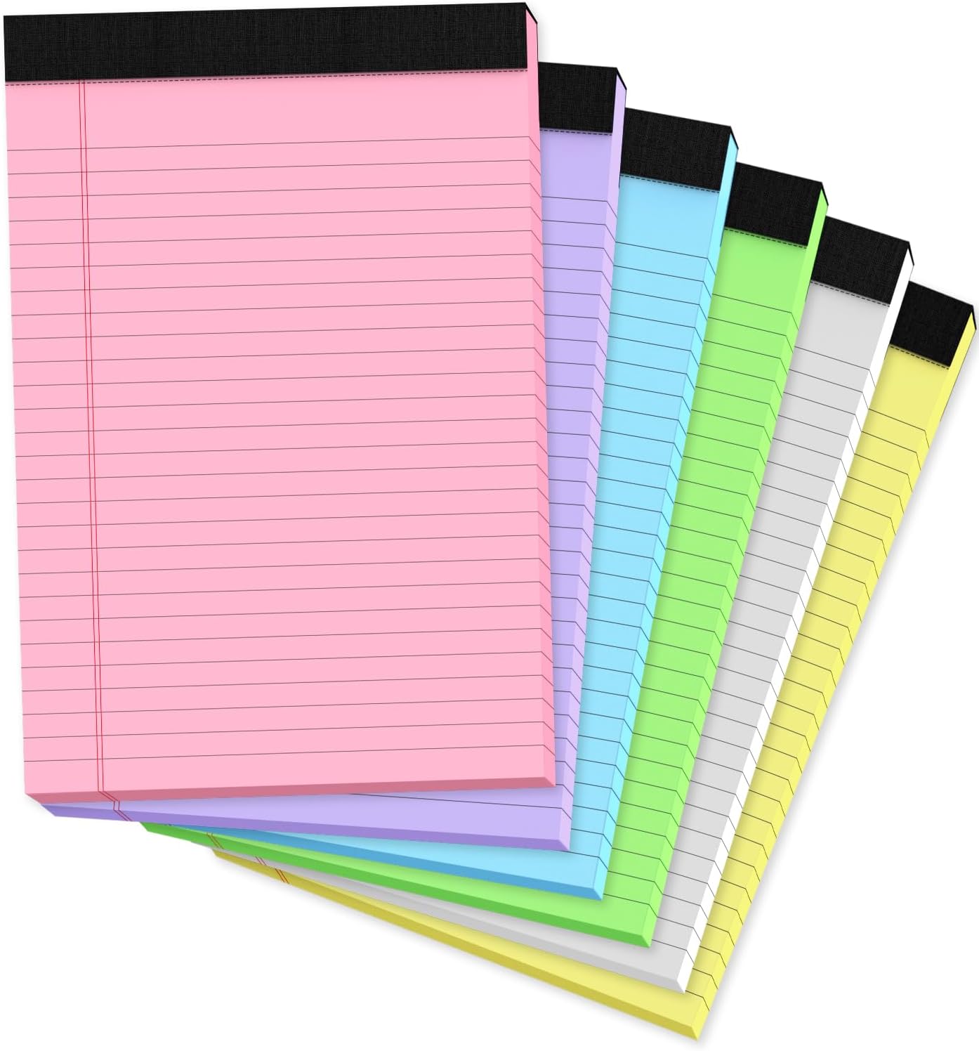 8.5 x 11 Legal Pads, 6 Pack Colored Legal Pads, Wide Ruled, Note Pads 8.5 x 11, Writing Pad, Multicolor Perforated Note Pads with Sturdy White Back, 30 Sheets Per Notepad for School, Home, Office