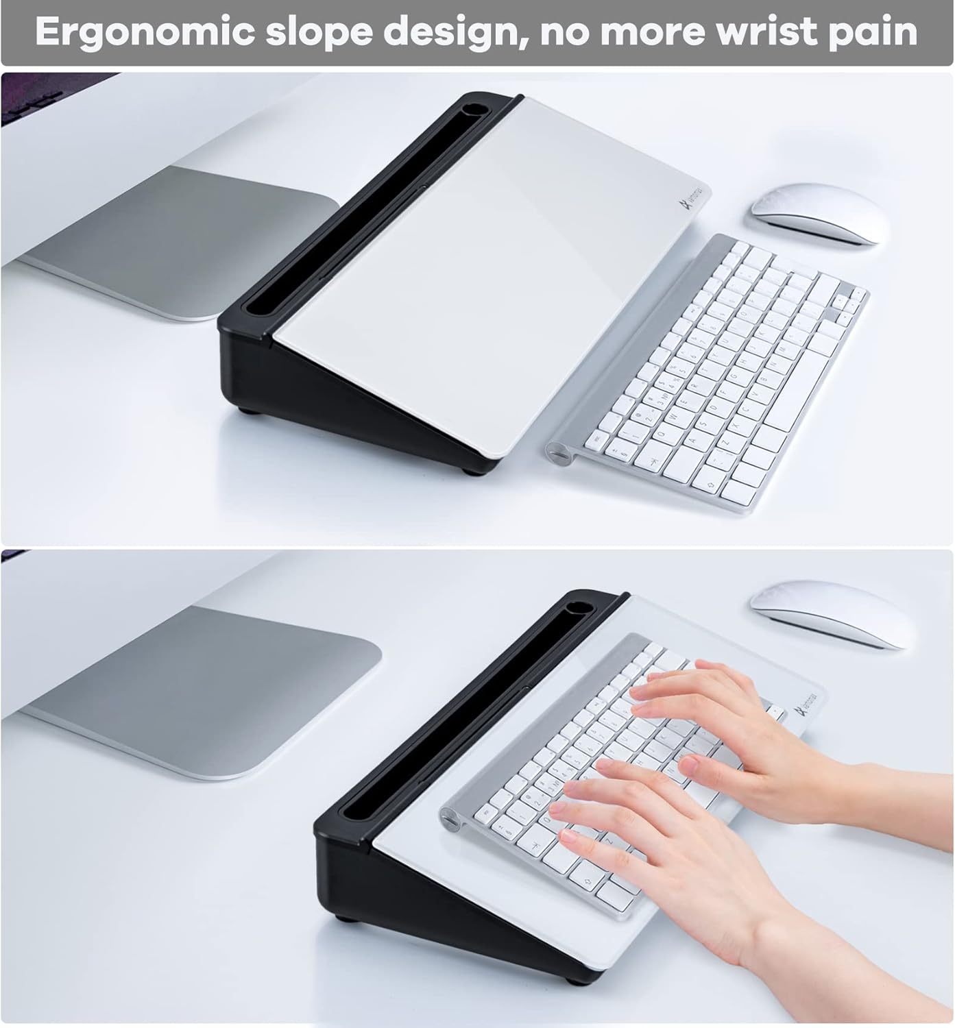 Varhomax Glass Desk Whiteboard with Storage, Desktop Organizer to-do List Memo Notepad Dry Erase White Board for Home Office and School Supplies (Black&White)