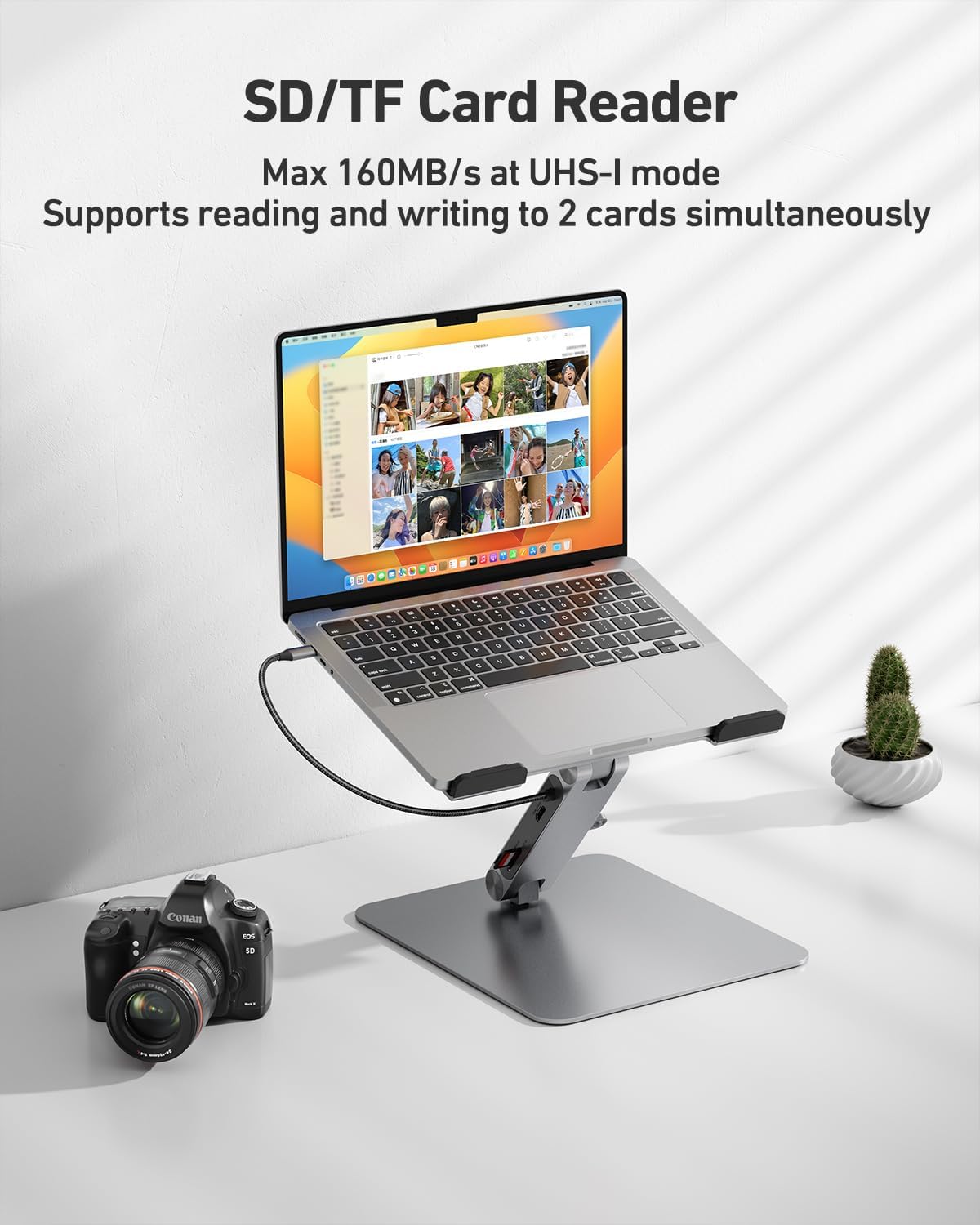 BENFEI Laptop Stand with USB C 7in1 Docking Station,HDMI 4K@60Hz,1*SD 1*Micro SD,100W Power Delivery,10Gbps 1*USB C 3.2 and 2*USB A 3.2 Compatible with MacBook Pro/Air, iPad Pro, XPS, Thinkpad