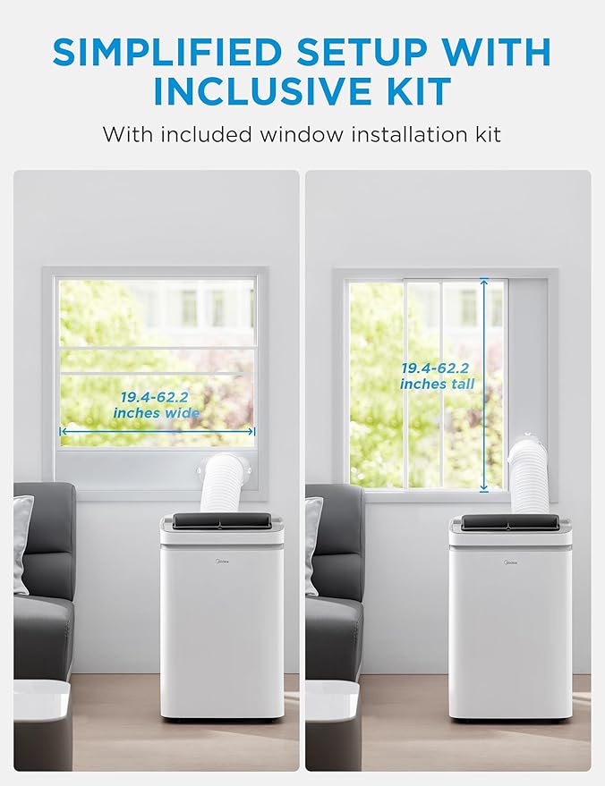 Midea MAP10S1XWT-A Air Conditioner, 14,000 BTU-Smart, Grey