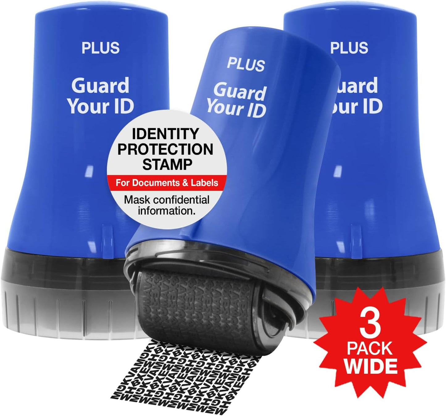 Wide Advanced Security Roller by Guard Your ID for Fast and Easy Privacy Protection, As Seen on TV (3-Pack, Blue)