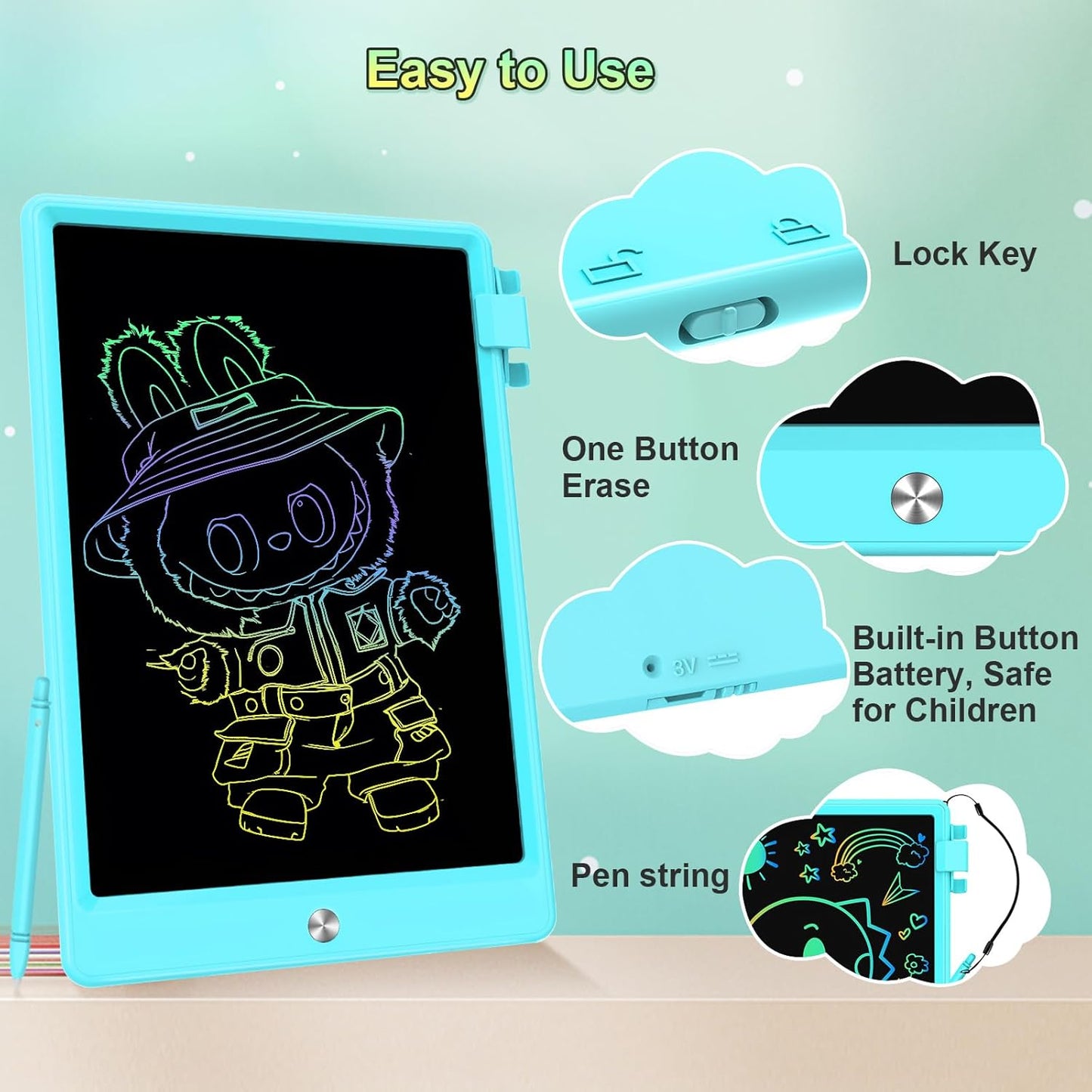 8.5 Inch LCD Writing Tablet for Kids, Colorful Toddler Doodle Board - Erasable Drawing Pad, Educational Learning Toy for Ages 3-8 - Valentine's Day Christmas Birthday Gifts (8.5 Inch, Blue)