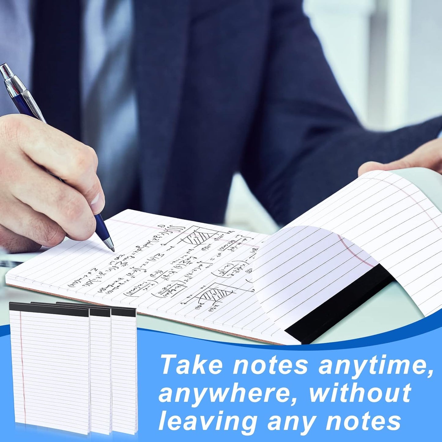 Gueevin 200 Pcs Legal Pads 5x8 Inch Note Pads Lined Small Notepads Bulk Wide Ruled Writing Paper 5 x 8 Mini Notebook for School, College, Office, Classroom Supplies, 40 Sheets (White)