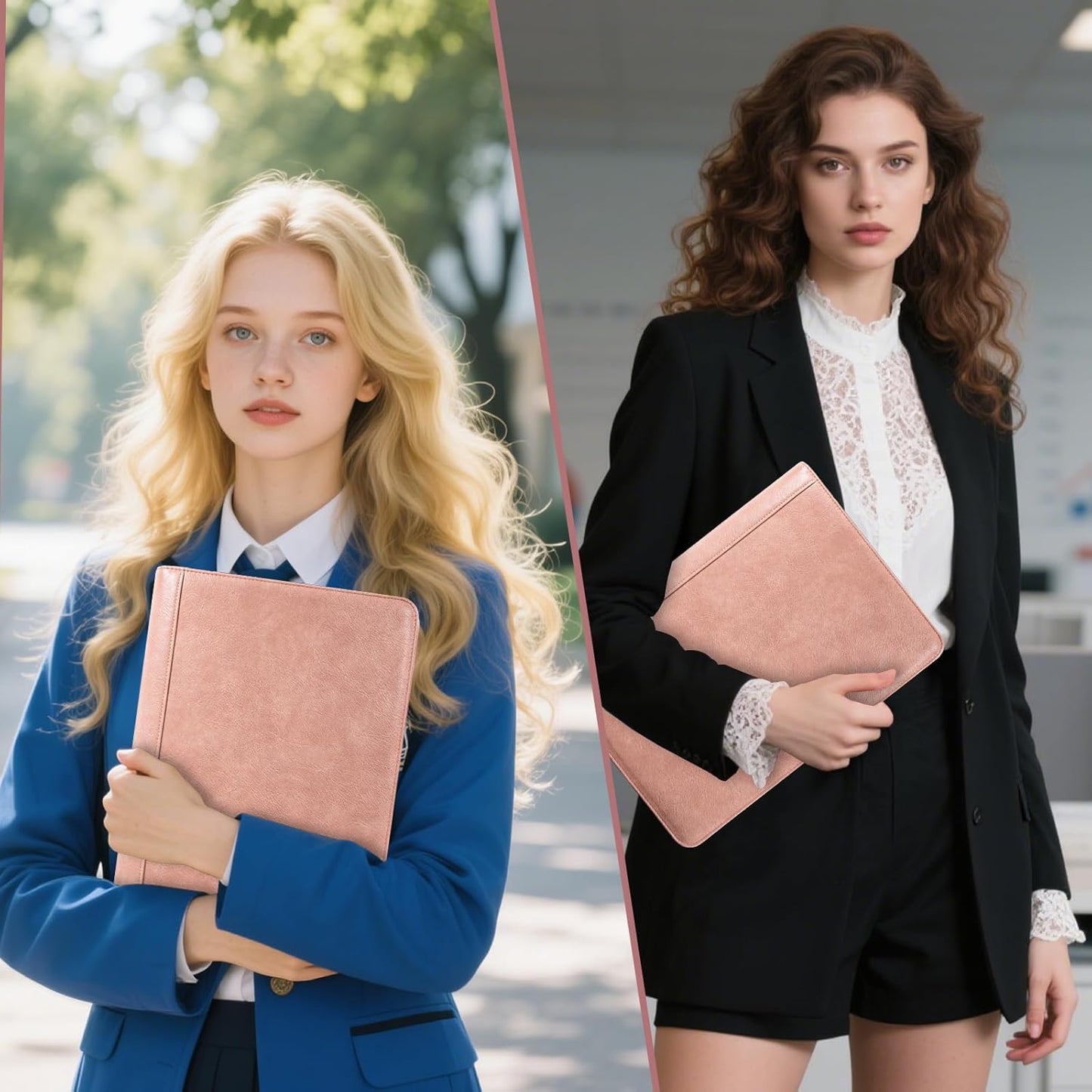 Calfinder Personalized Padfolios Portfolio Binder,3 Ring Leather Binder with Zipper,Professional Padfolios for Women&Men, Business Portfolio Organizer for Resume, Leather Folder for Ipad