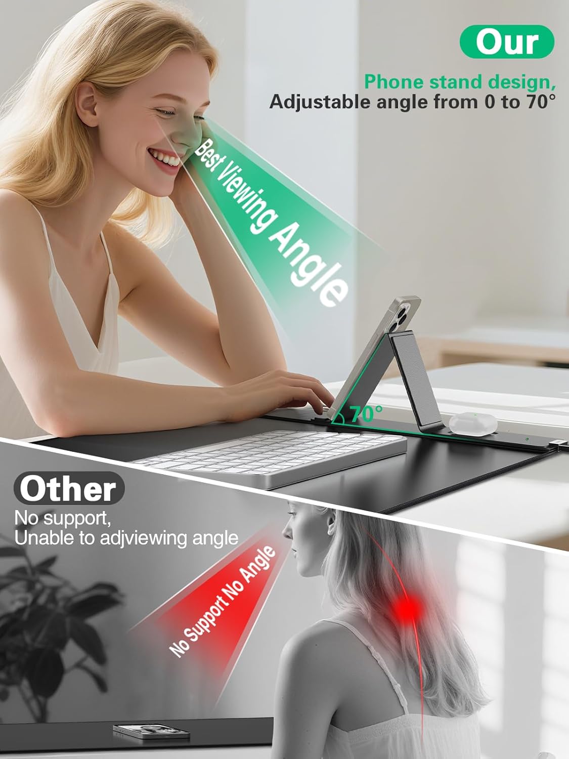 Mouse Pad, Office Desk Mat, Large Gaming Mousepad with Superior Micro-Weave Cloth, XXL Desk Pad with Stitched Edges, Non-Slip, Waterproof Writing Keyboard Pad for Gamer, Laptop, Work & Home