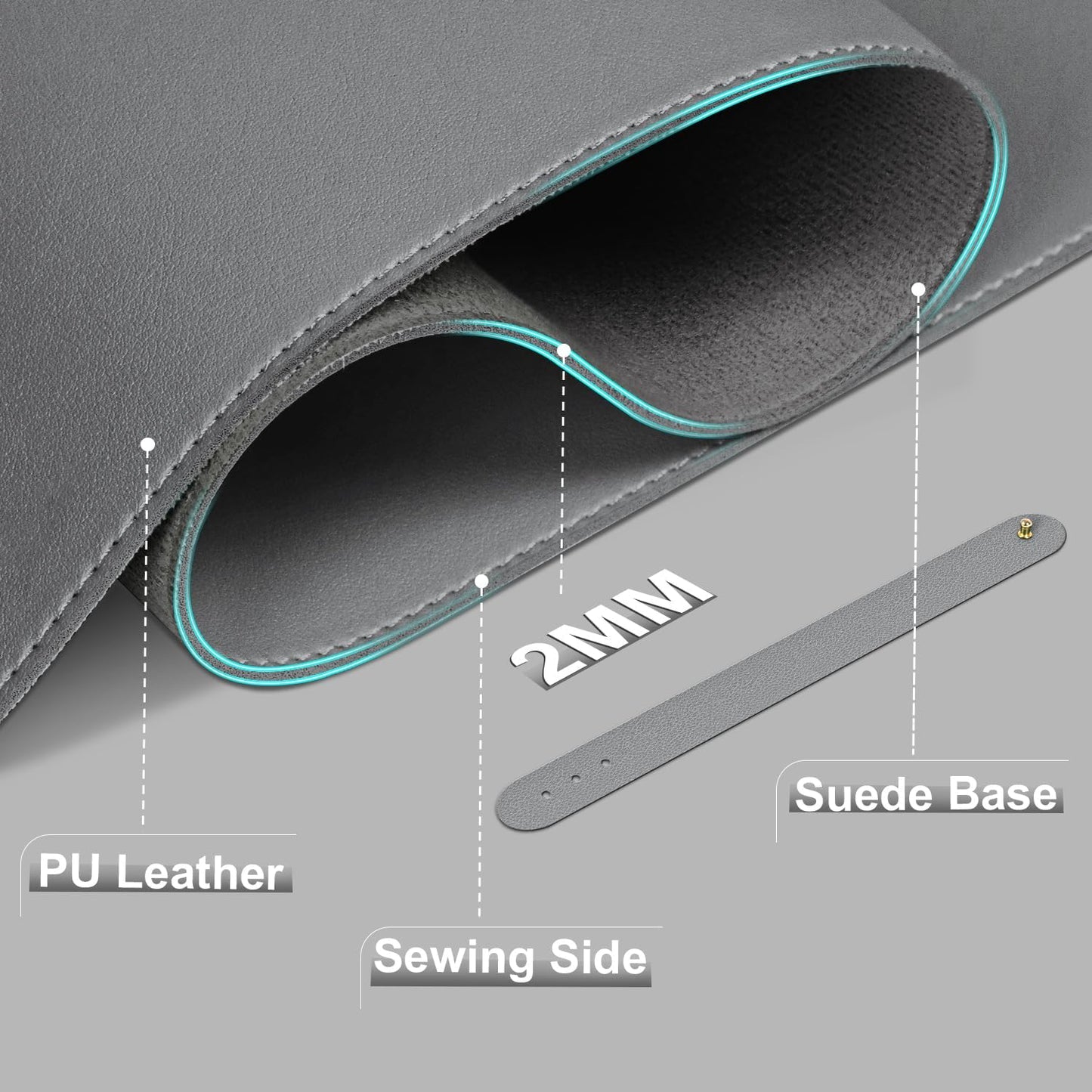 Leather Desk Pad Protector, Desk Mat, Large Mouse Pad, Non-Slip Desk Blotter, Office Laptop Desk Pad, PU Leather Desk Writing Pad for Office and Home (Dark Gray, 31.5" x 15.7")