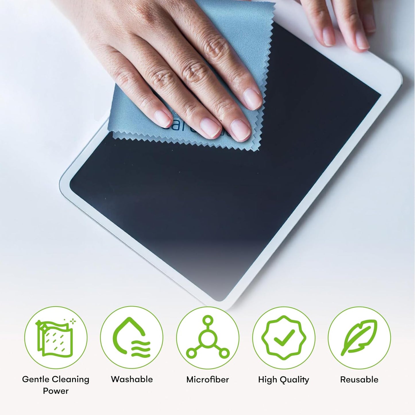 Care Touch Eyeglass Cleaning Cloth - 12 Pack of Microfiber Cleaning Cloth for Glasses, Lenses, Phones and Screens - Large, Lint-Free, Reusable and Scratch-Free - 6 x 7 Inches - Blue