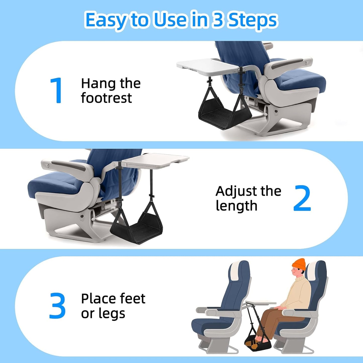 Airplane Foot Hammock for Plane Travel,Foot Sling Swing Rest for Airplane Travel,Plane Foot Hammock and Leg Rest for Long Air Flight,Feet Hammock Footrest and Leg Sling for Long Air Flights.