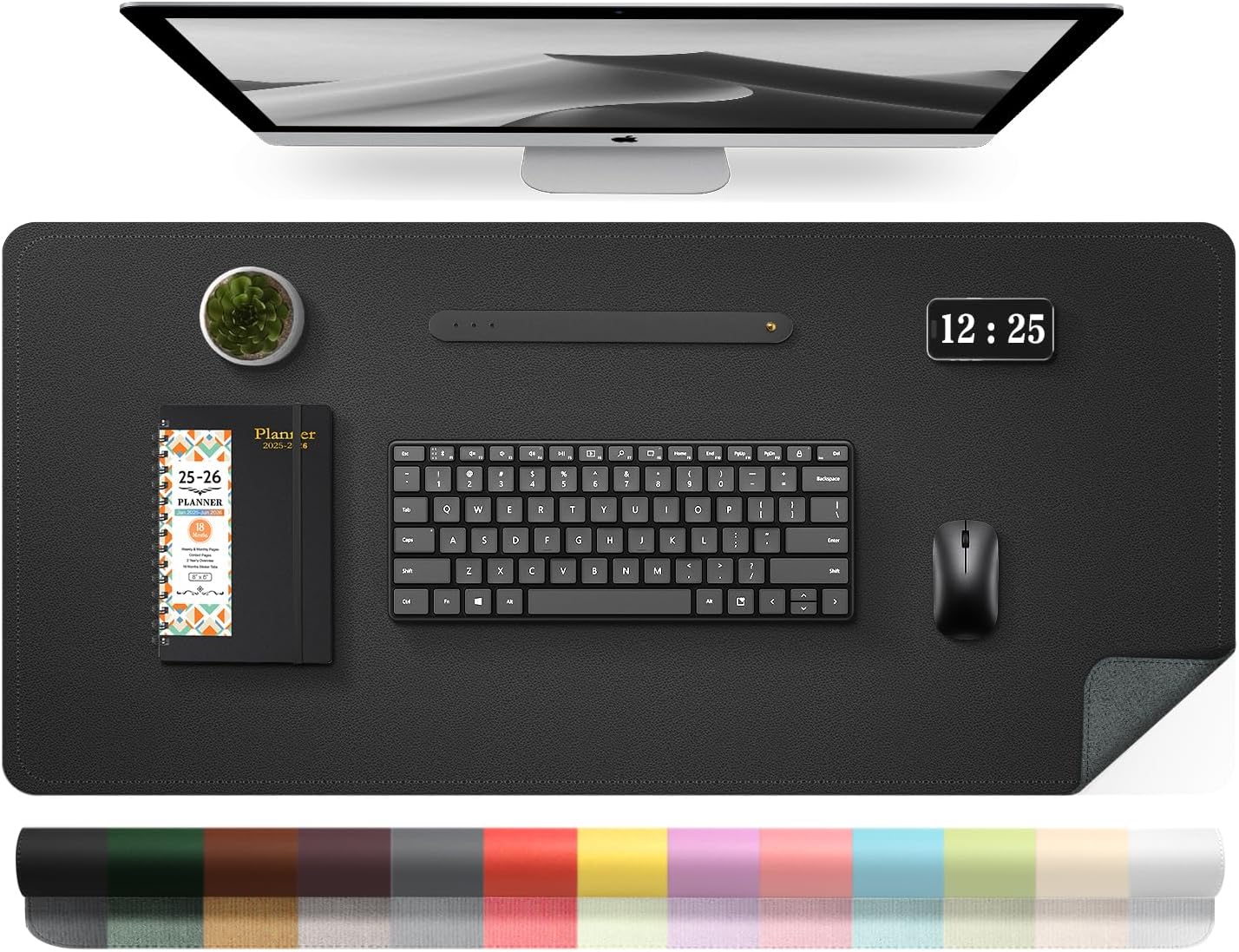 Leather Desk Pad Protector, Desk Mat, Large Mouse Pad, Non-Slip Desk Blotter, Office Laptop Desk Pad, PU Leather Desk Writing Pad for Office and Home (Black, 31.5" x 15.7")