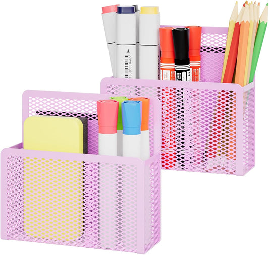 Magnetic Dry Erase Marker Holder, Mesh Pen Holder for Whiteboard，Magnet Pencil Organizer Storage for Refrigerator Locker Accessories Organizer for Home, School and Office(Purple)